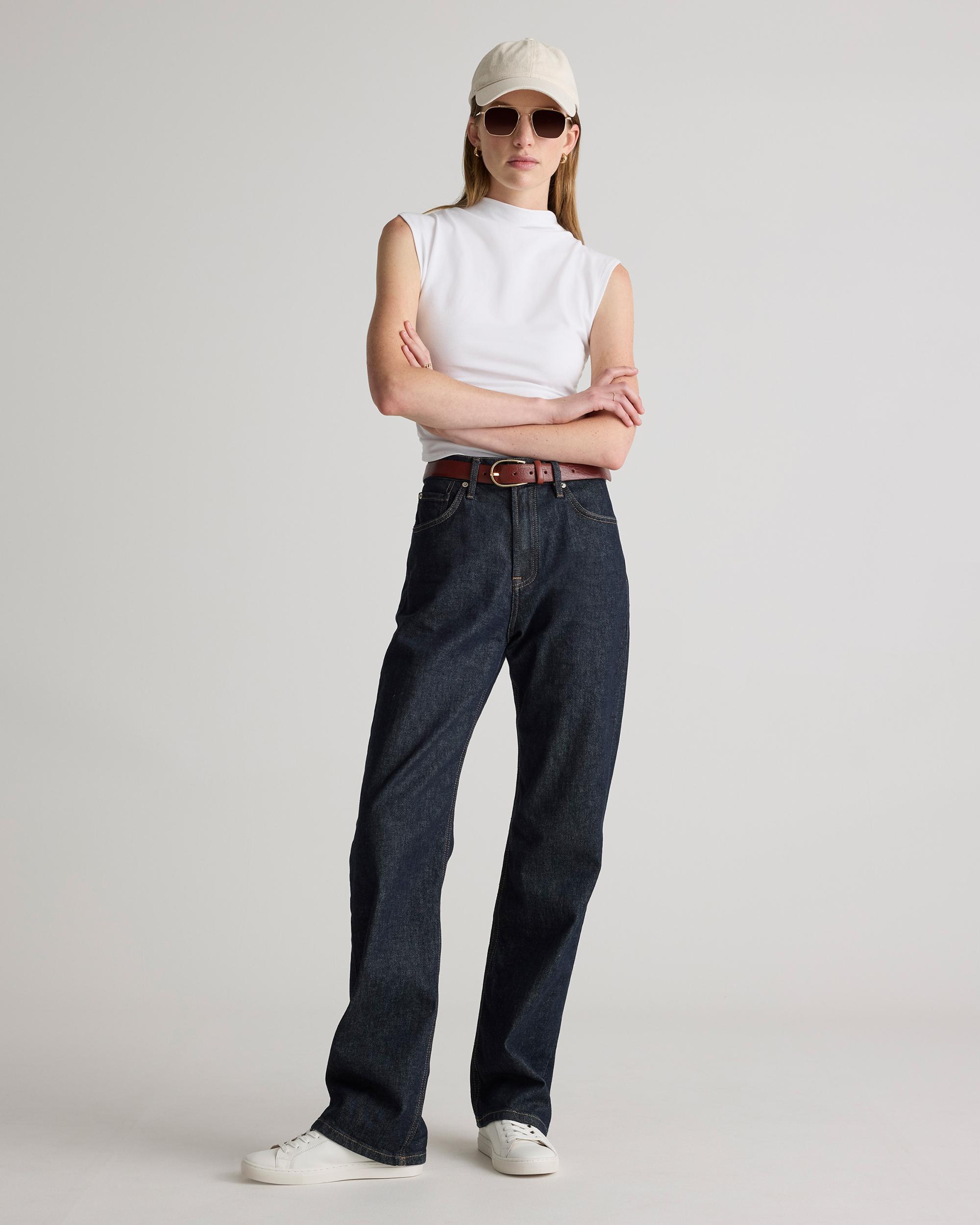 Quince | Women's Stretch Cotton Jersey Sleeveless Mock Neck Top Organic Cotton Product Image