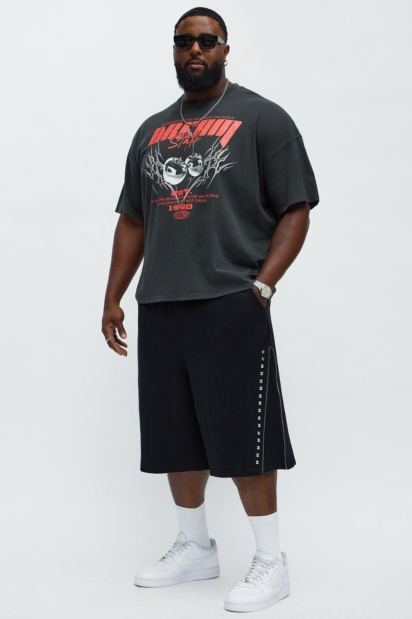 Tyson Baggy Sleaze Studded Shorts - Black Product Image