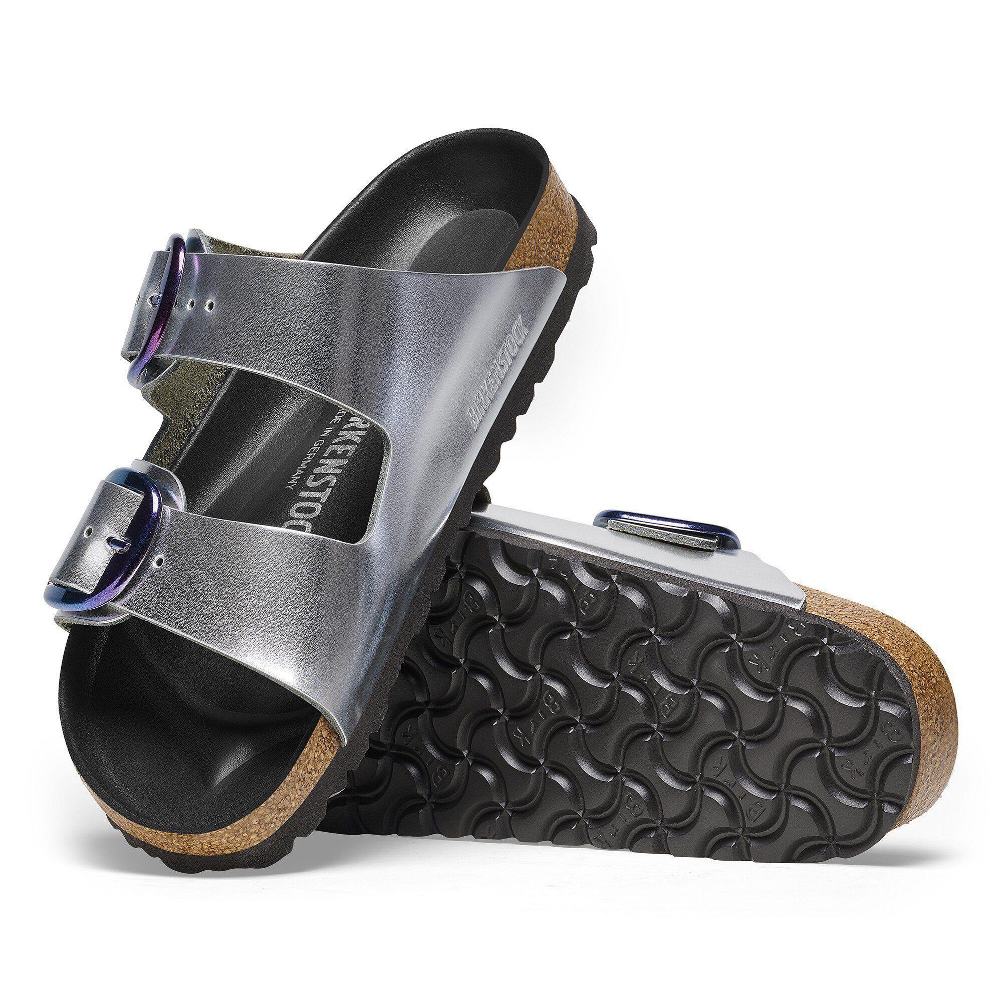 Arizona Big Buckle Natural Leather Metallic Silver Product Image