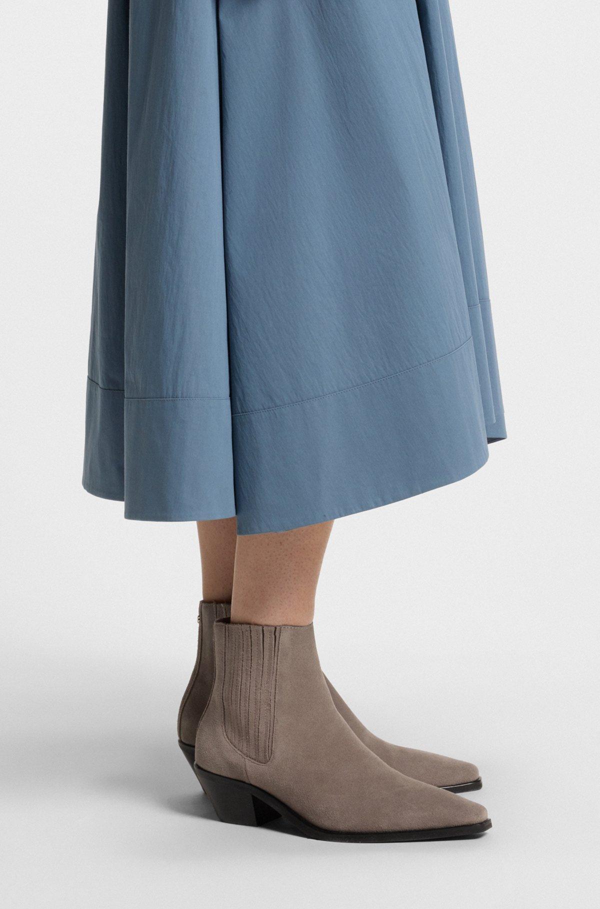 BOSS - Ankle boots in suede with Cuban heel - Light Brown Product Image