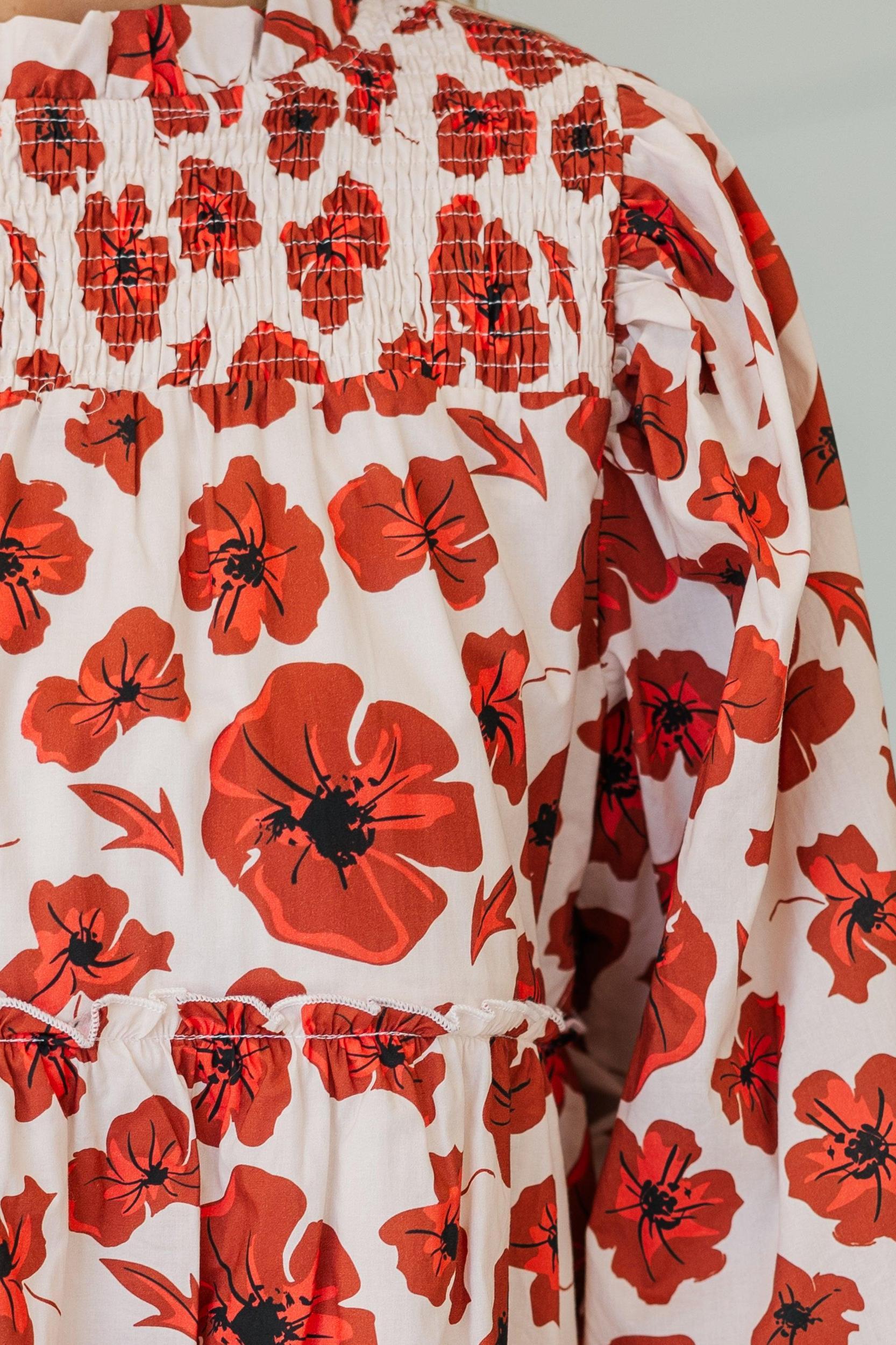 NURSING COLLECTION: Be Your Best Rust Floral Babydoll Dress Female Product Image