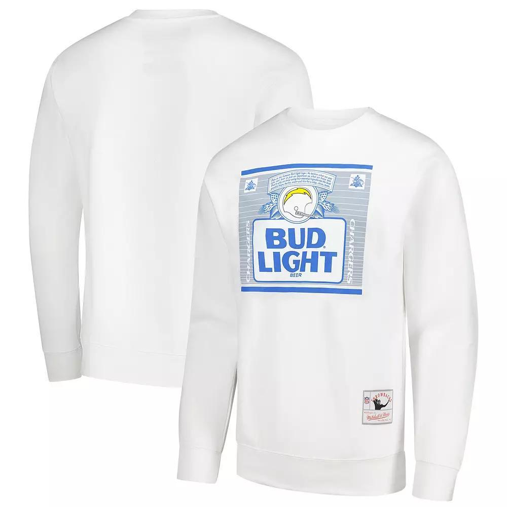 Men's Mitchell & Ness White Los Angeles Chargers NFL x Bud Light The Crest Pullover Sweatshirt, Size: 2XL Product Image