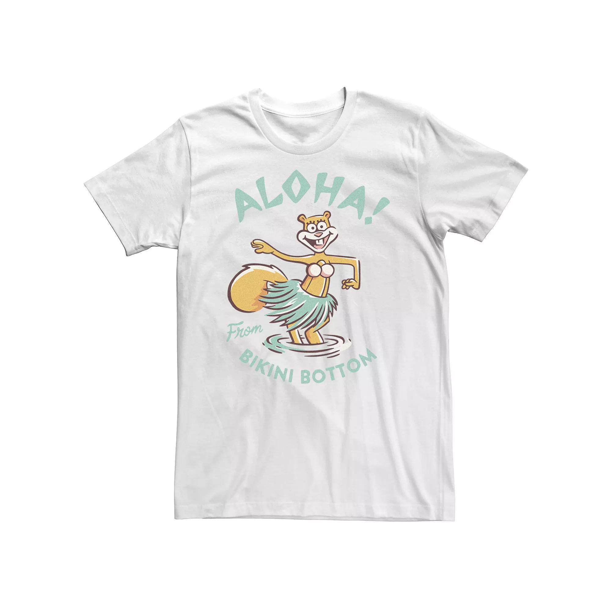 Big & Tall SpongeBob SquarePants Sandy Aloha Hula Dance Tee, Men's, Size: 3XL Tall, White Product Image