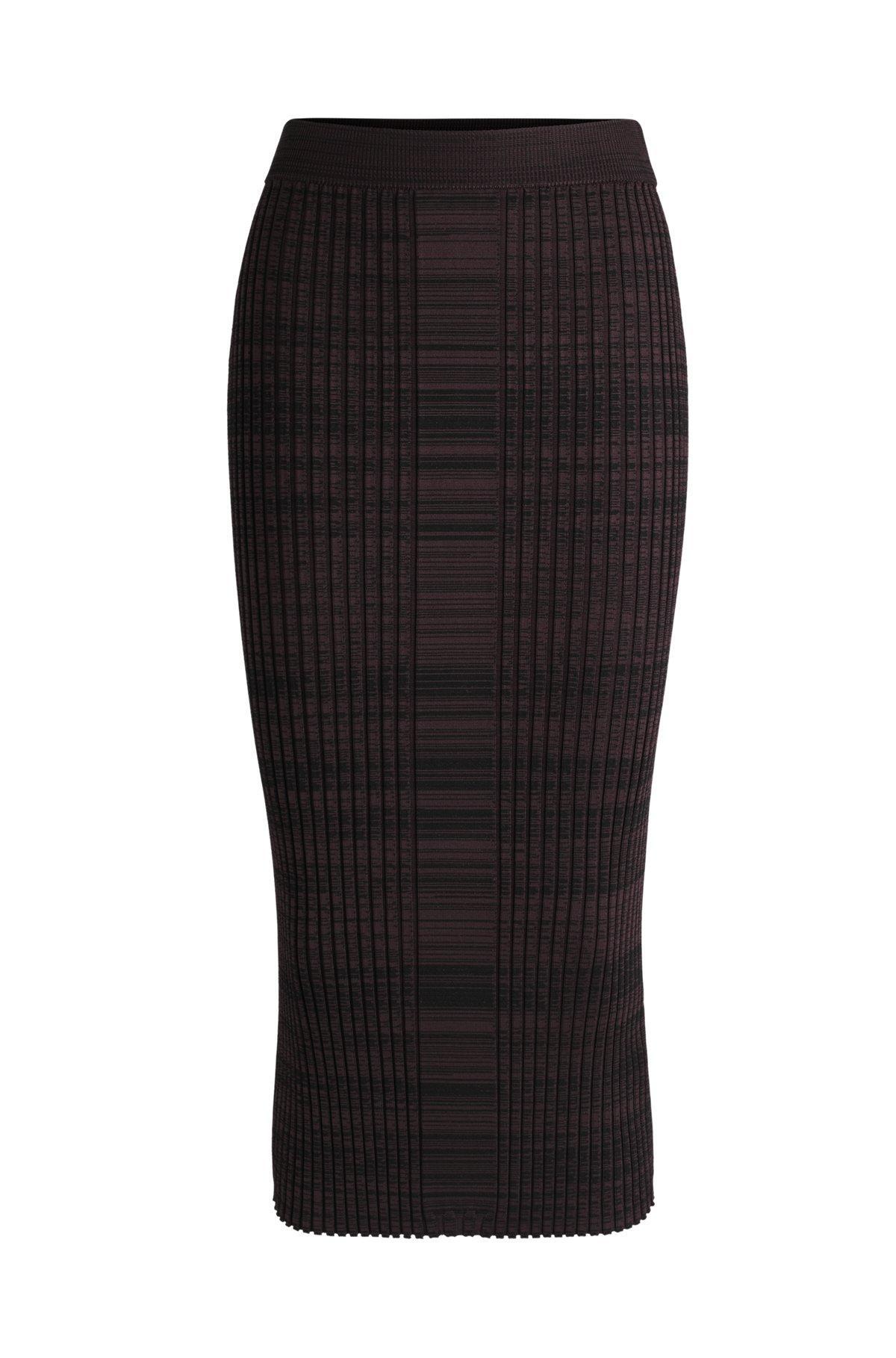Ribbed-knit midi skirt in mouliné yarns Product Image