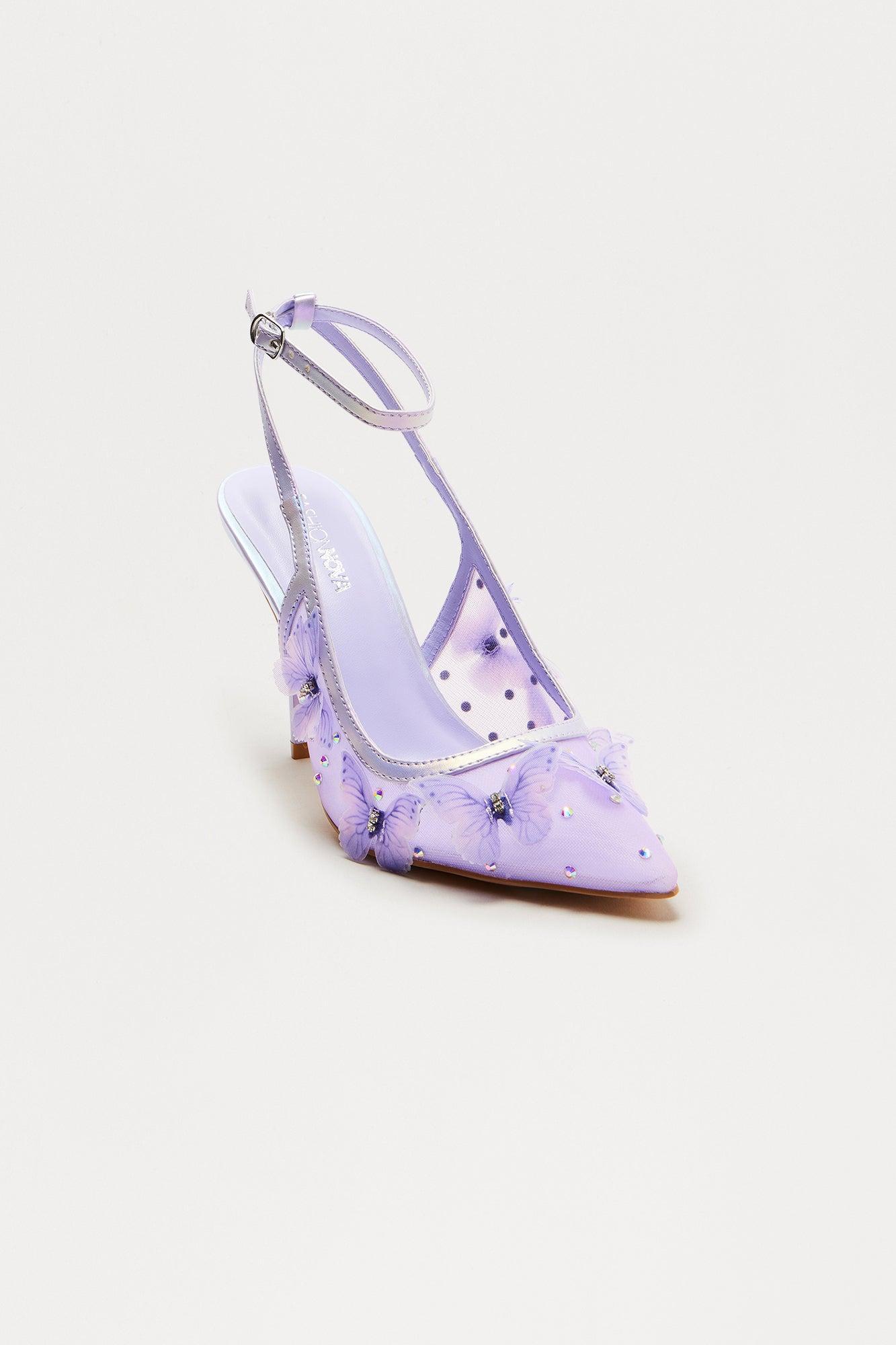 Aries Rhinestone Butterfly Pumps - Lavender Product Image
