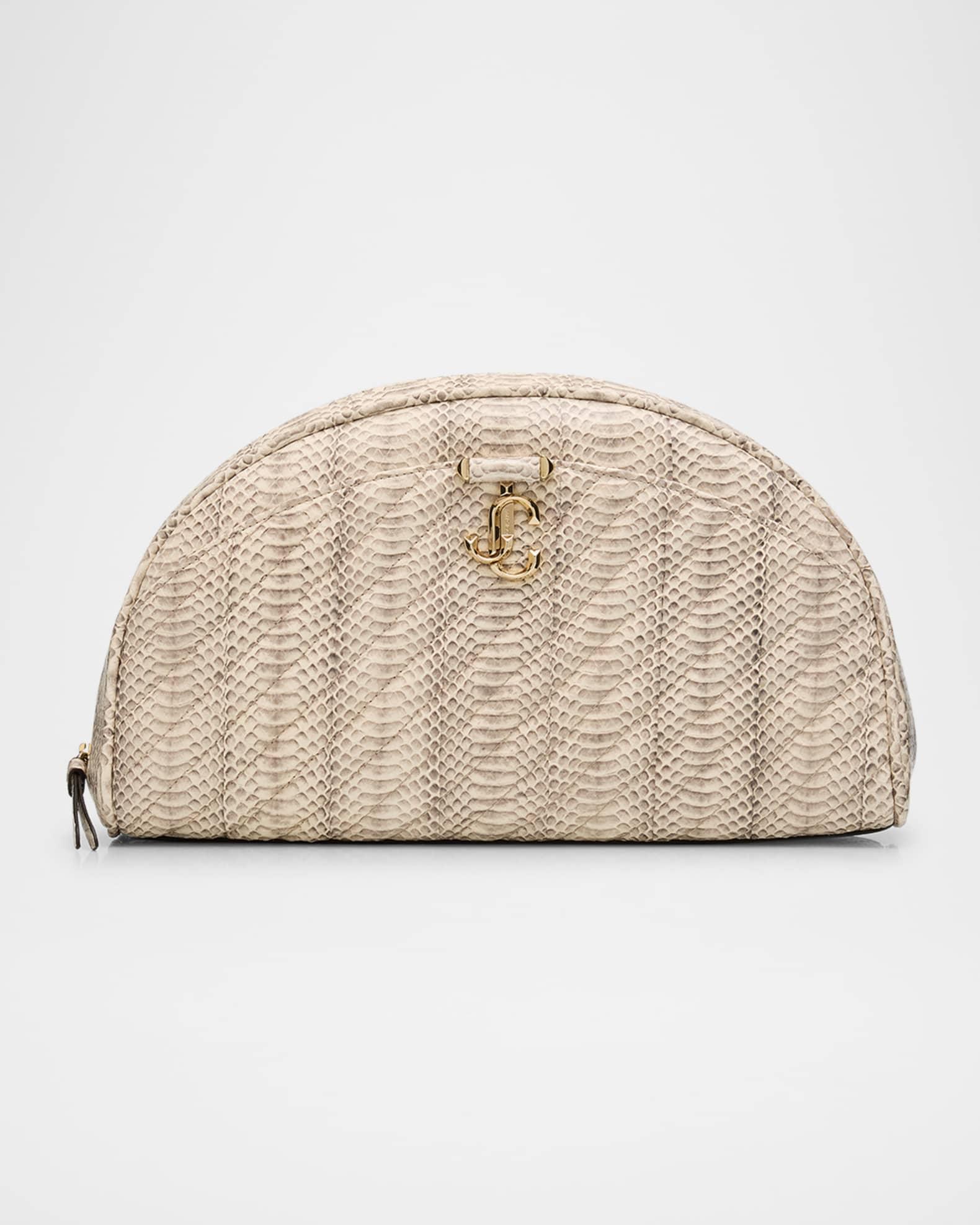 Avenue Quilted Snakeskin-Print Leather Pouch Product Image