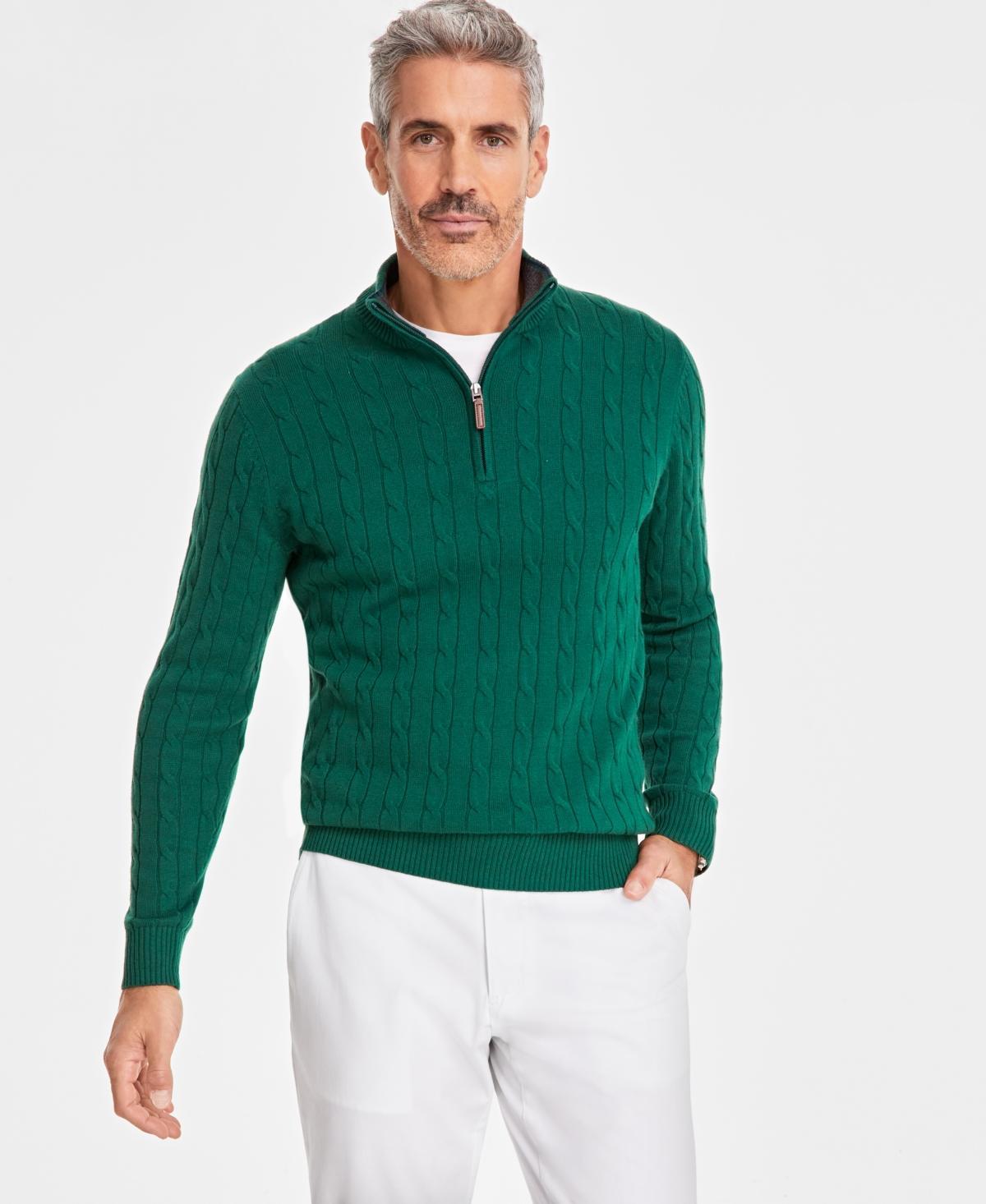 Club Room Mens Cable Knit Quarter-Zip Cotton Sweater, Created for Macys Product Image