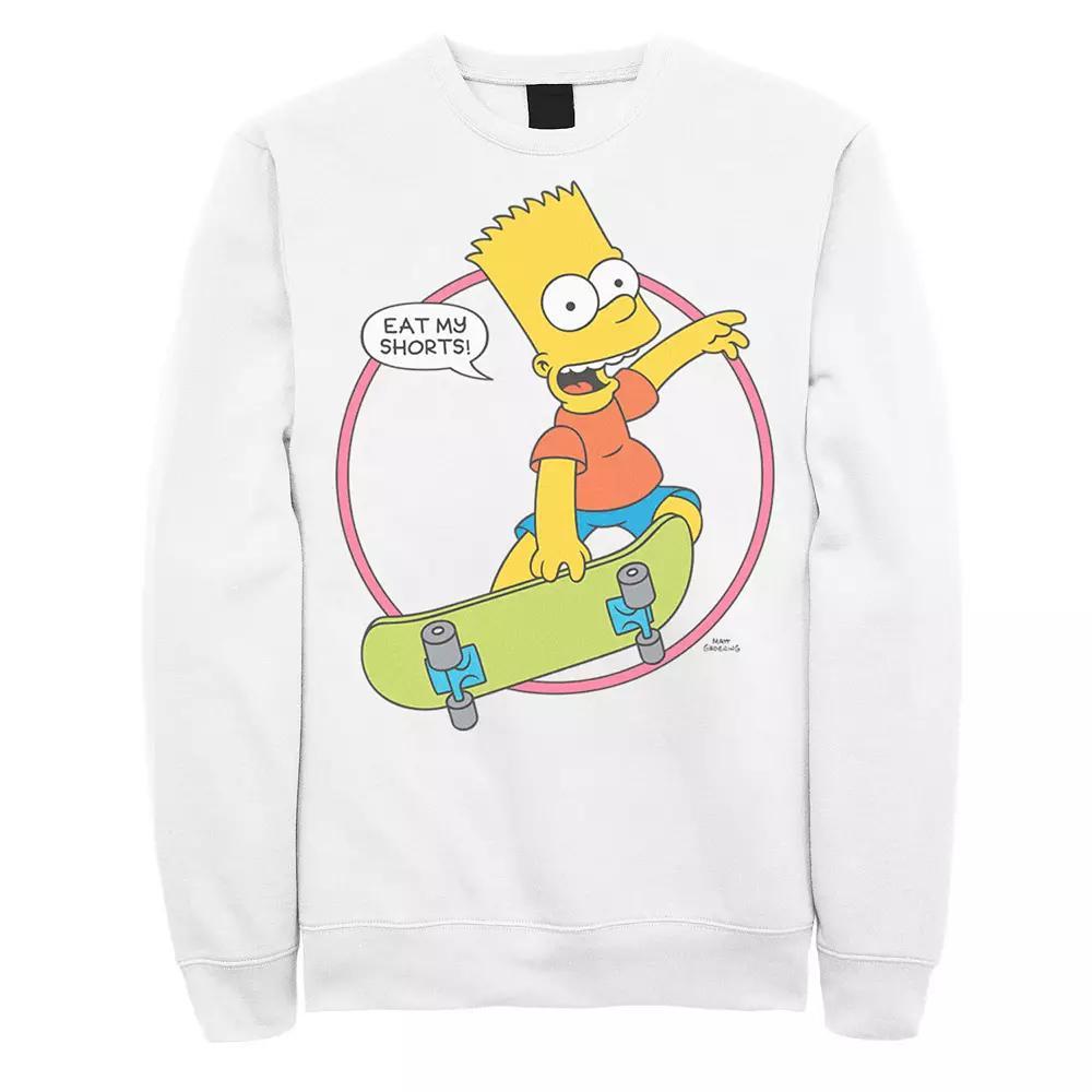 Men's The Simpsons Bart Simpson Eat My Shorts Graphic Fleece Pullover, Size: Small, White Product Image