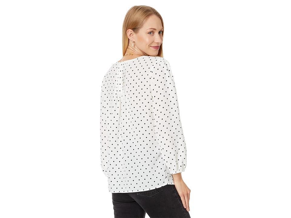 Tommy Hilfiger Dot Pintuck Blouse (Ivory/Sky Captain) Women's Clothing Product Image
