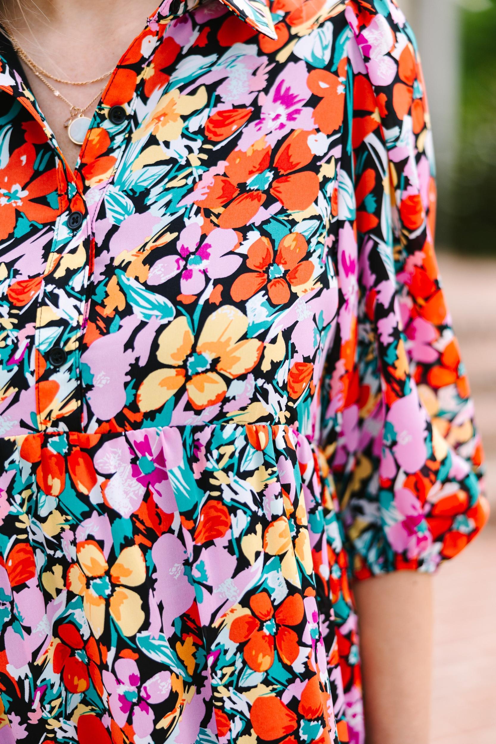 Looking For You Violet Purple Ditsy Floral Midi Dress Female Product Image