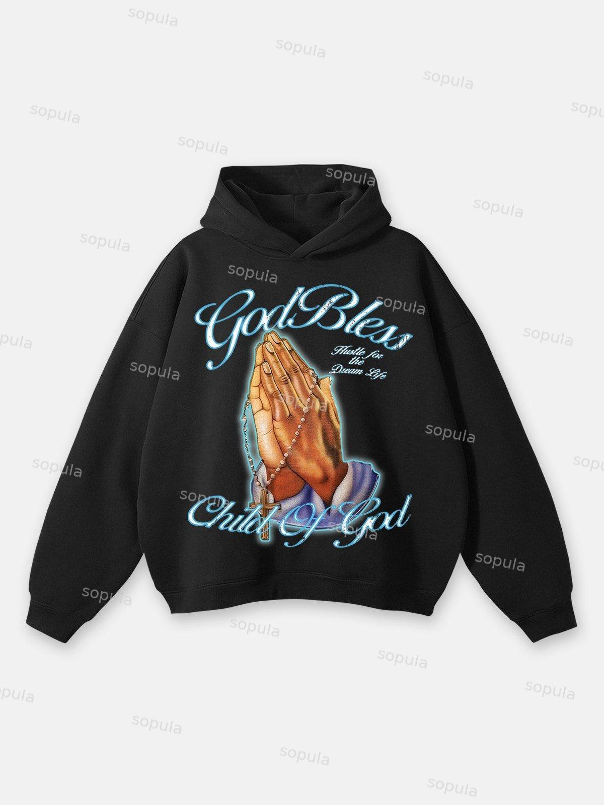 Sopula Jesus Retro Fade Portrait Graphic Hoodie Product Image