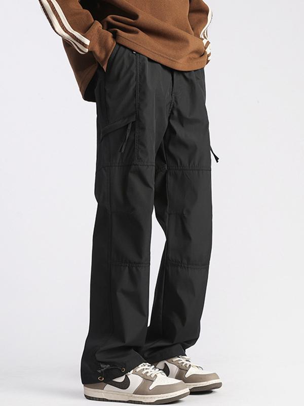 Men's Plain Casual Straight Cargo Pants Product Image