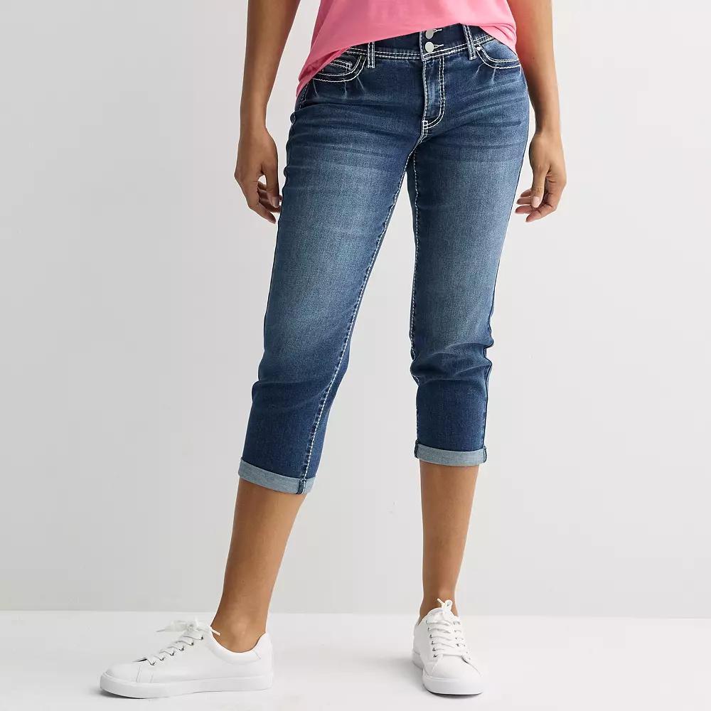 Women's Apt. 9® Tummy Control Capri Jeans, Size: 4 Avg/Reg, Dark Blue Product Image