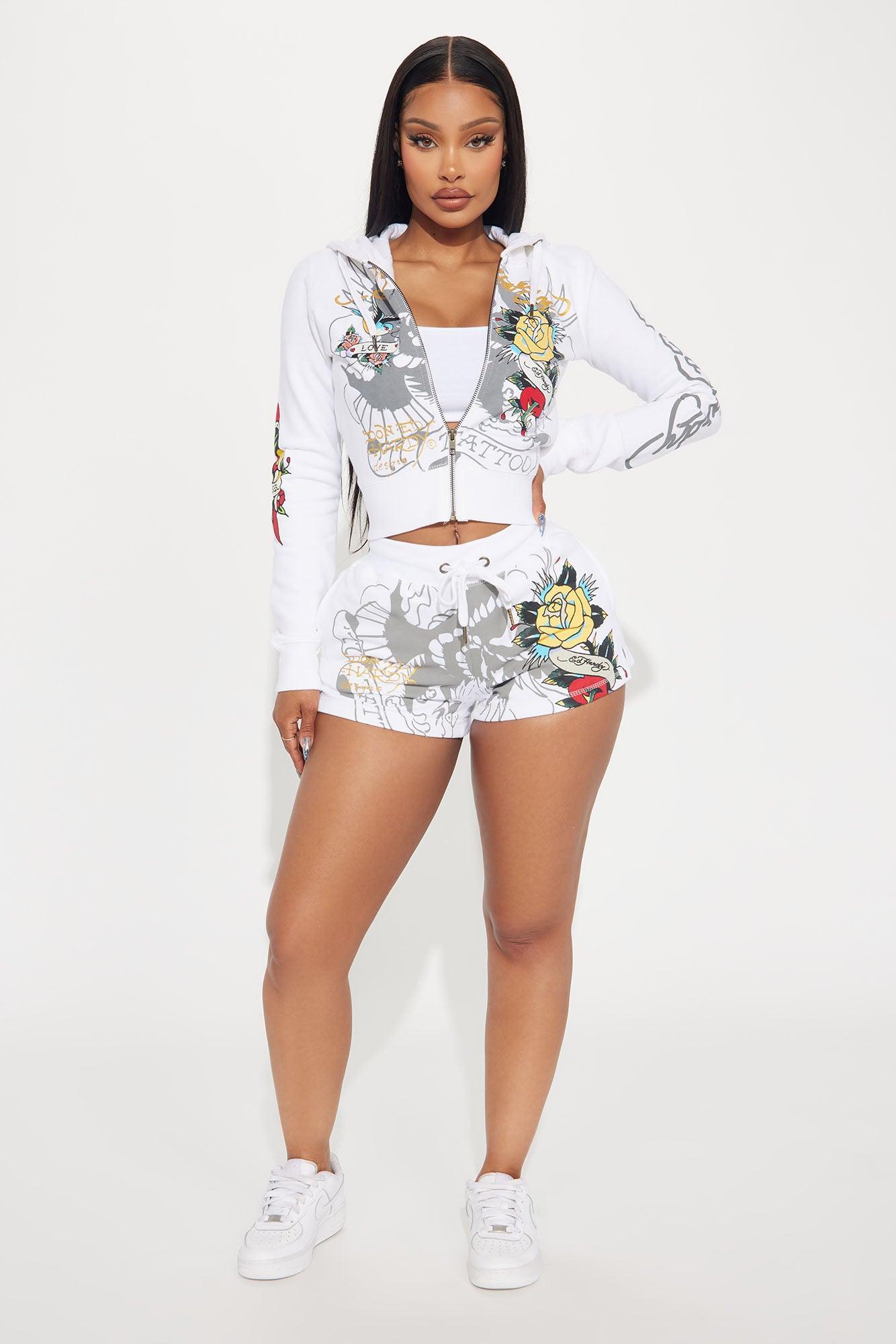 Ed Hardy Brave Eagle Shorts - White Product Image