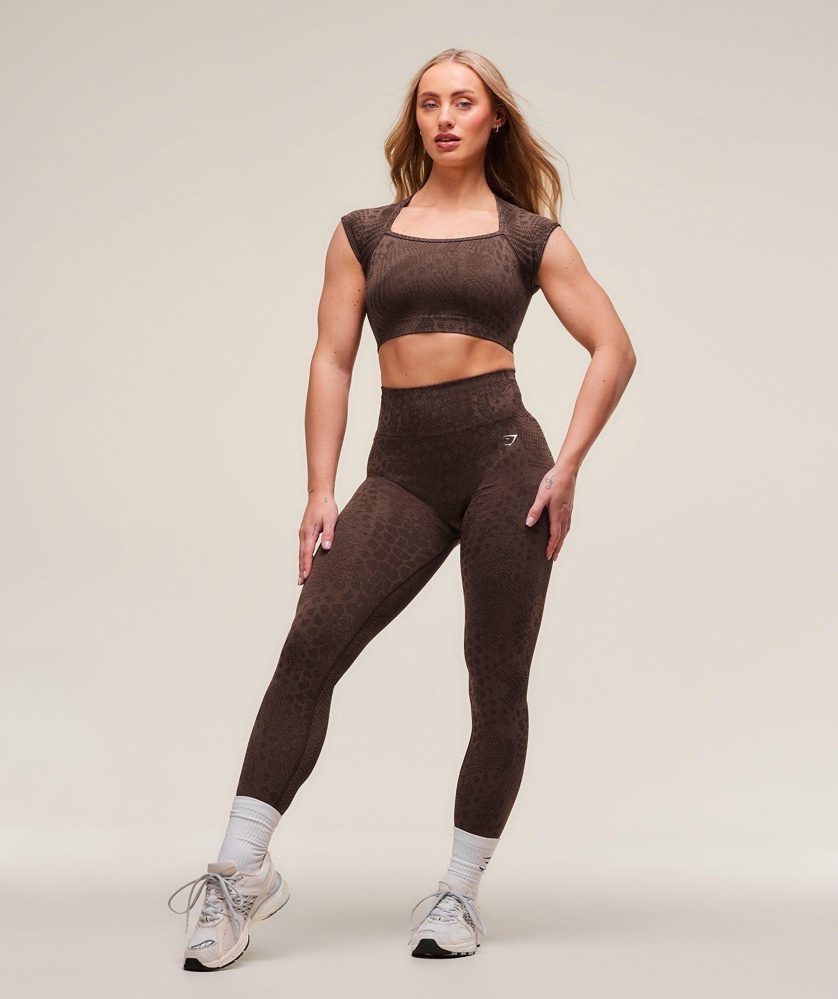 Gymshark Adapt X Whitney Animal Seamless Crop Top - Brown Female Product Image