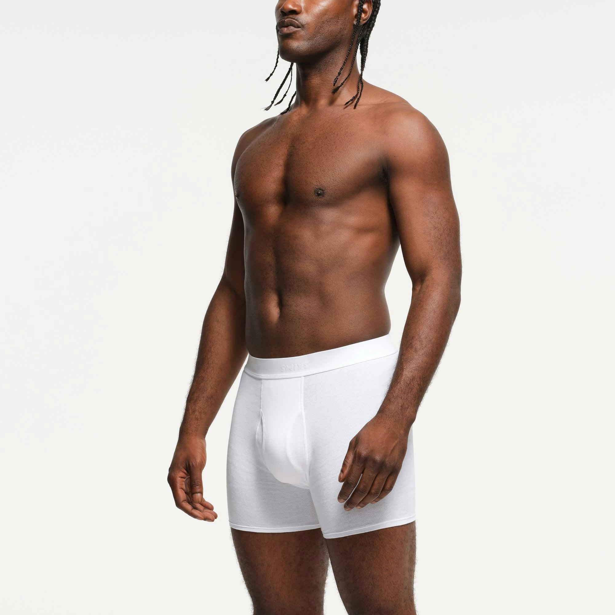 SKIMS BASICS MENS COTTON BOXER BRIEF 3-PACK | CHALK Product Image