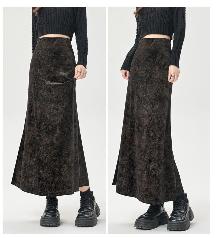High Waist Floral Print Maxi A-Line Skirt Product Image