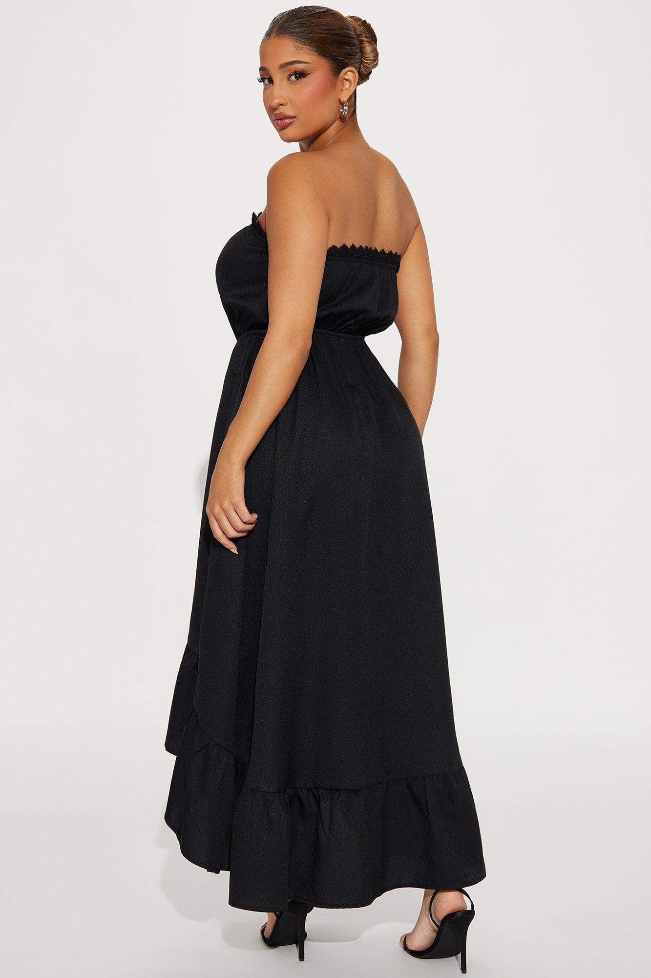 Hannah Ruffle Midi Dress - Black Product Image