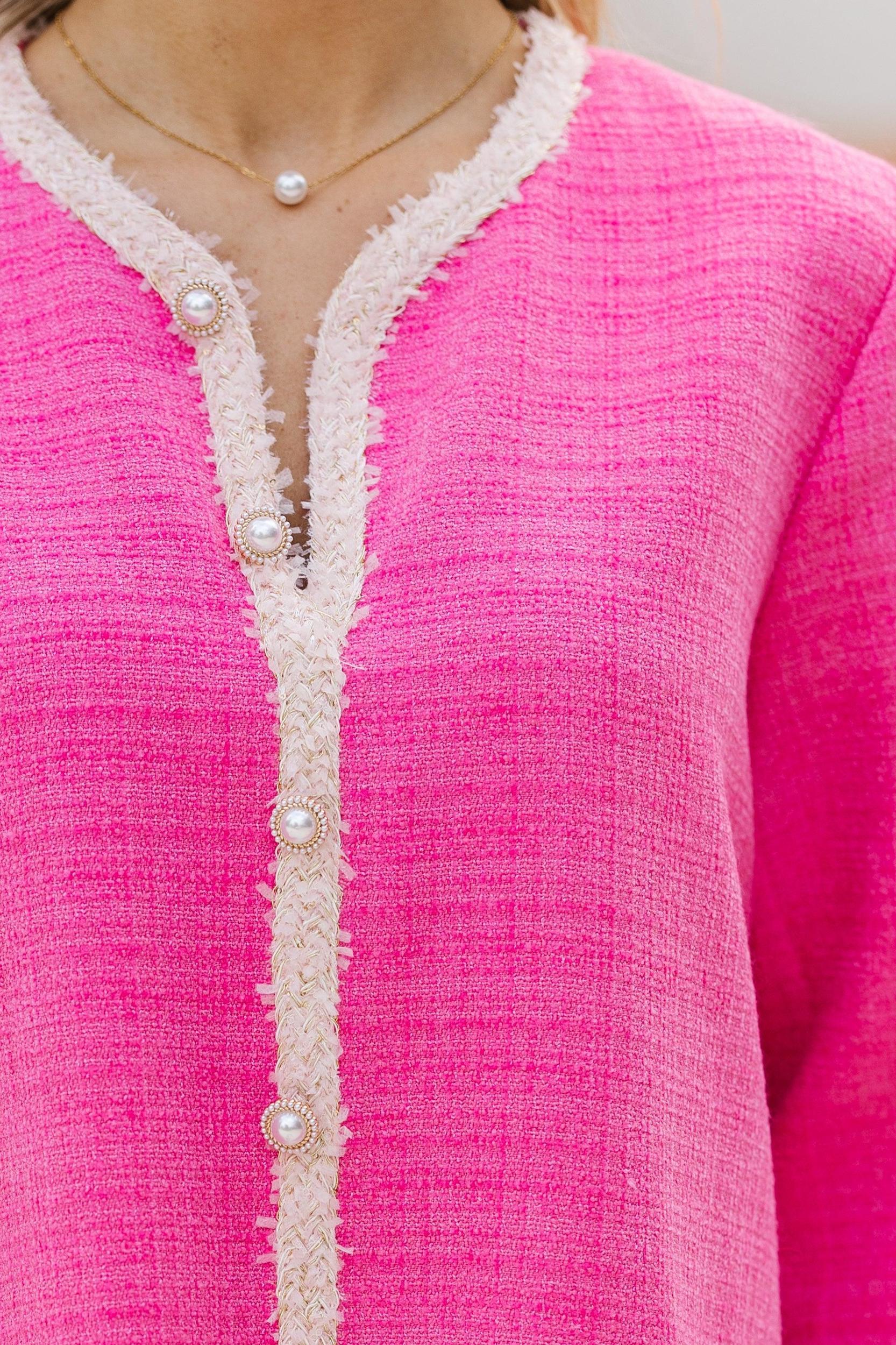 Speak Up Fuchsia Pink Tweed Dress Female Product Image