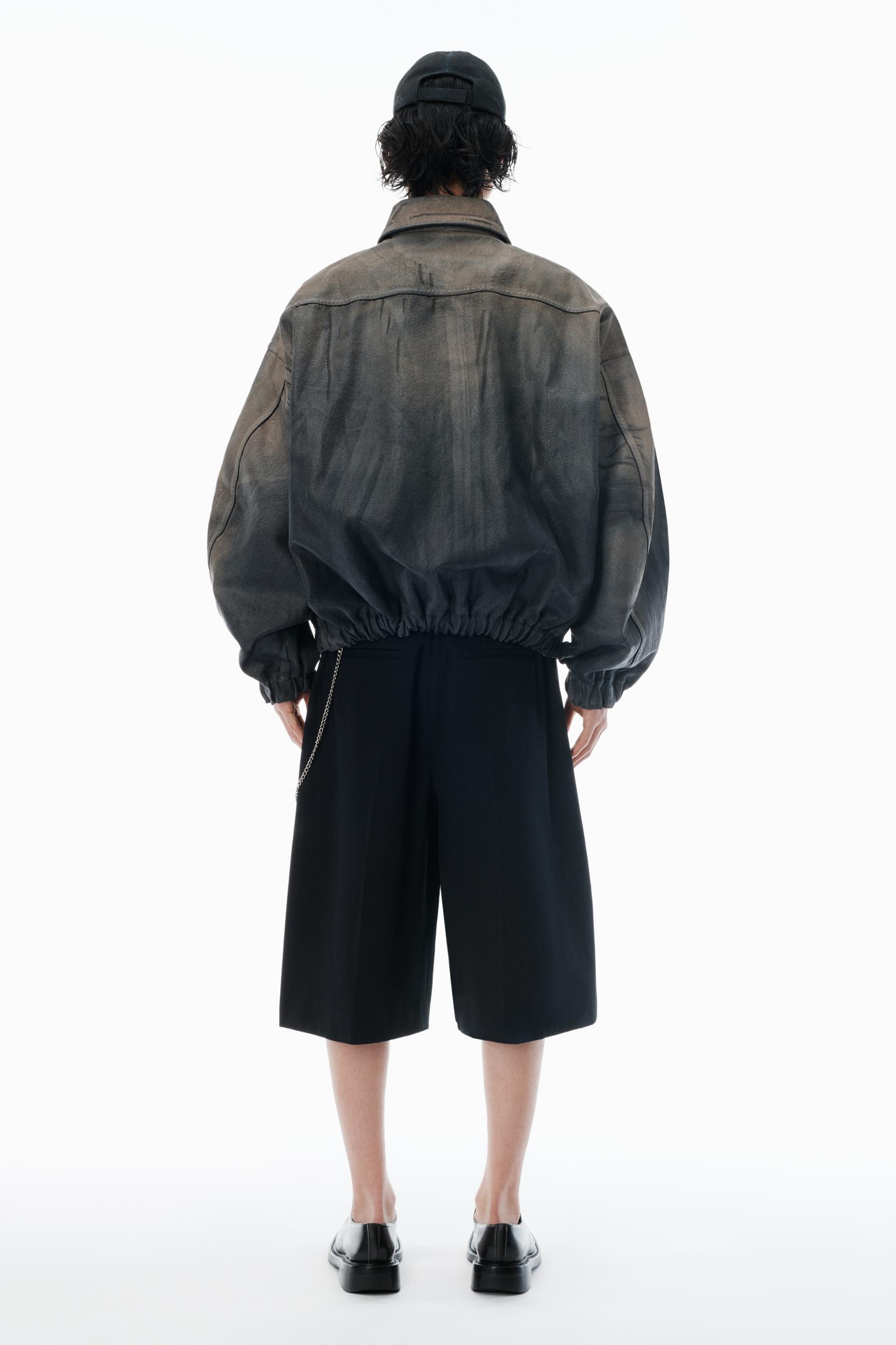 Black Leather Trompe-l'oeil Jacket Product Image