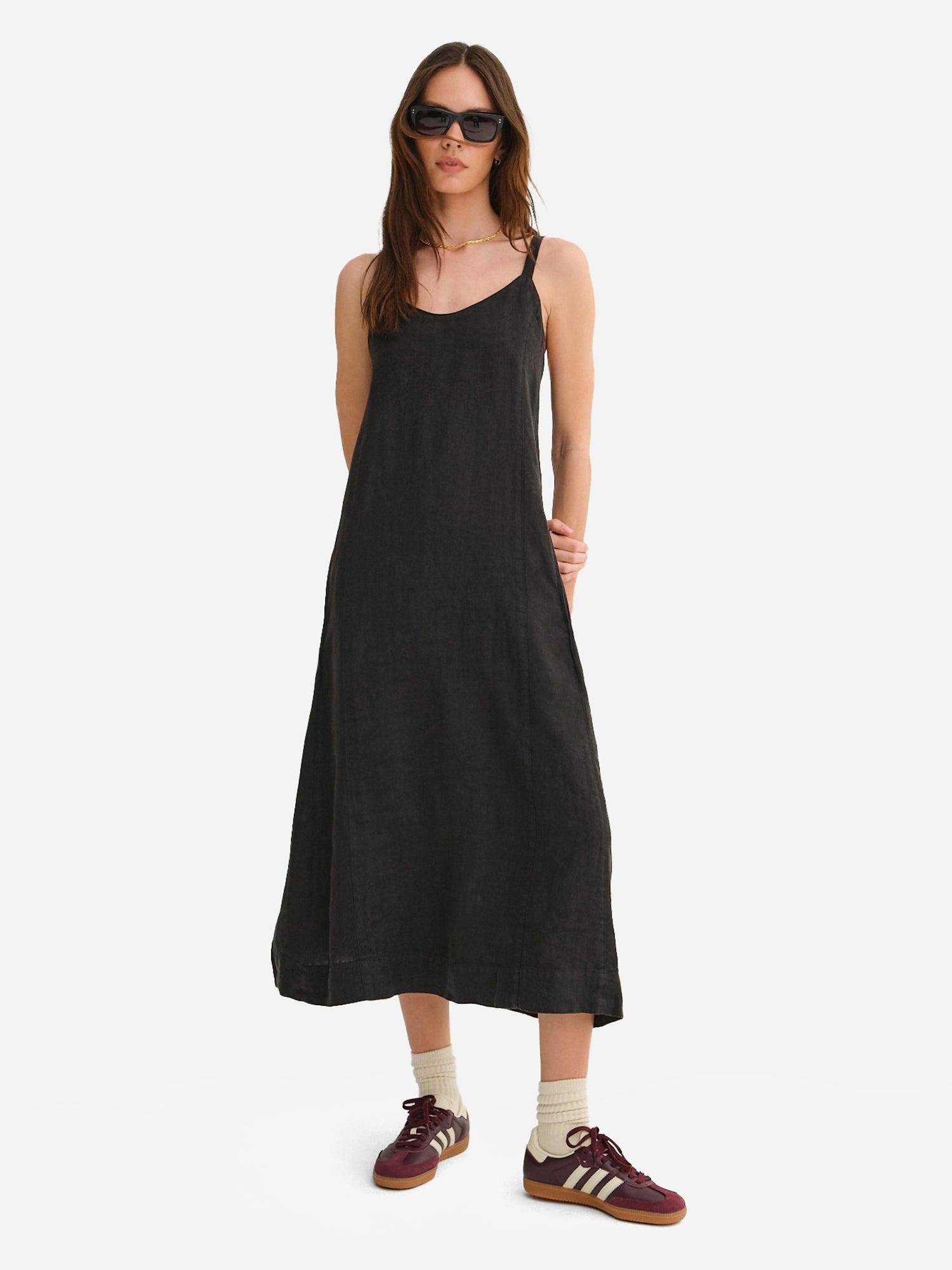 Organic Linen Tie Back Maxi Dress Female Product Image