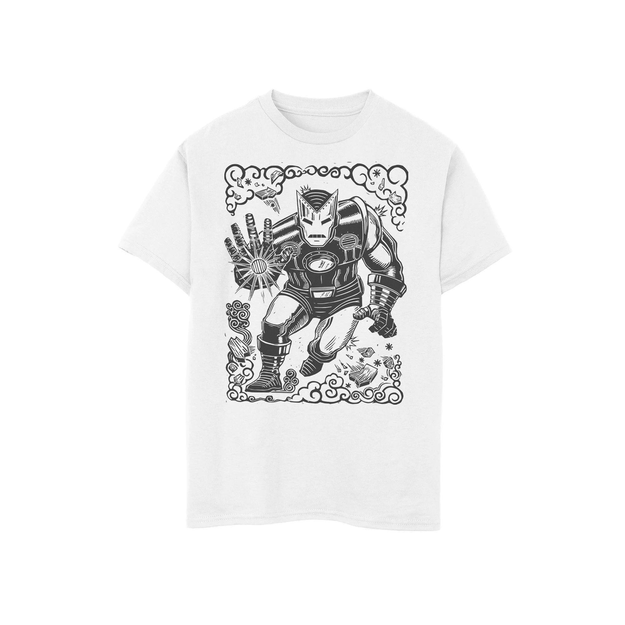 Boys 8-20 Marvel Iron Man Woodcut Portrait Graphic Tee, Boy's, Size: Medium, White Product Image