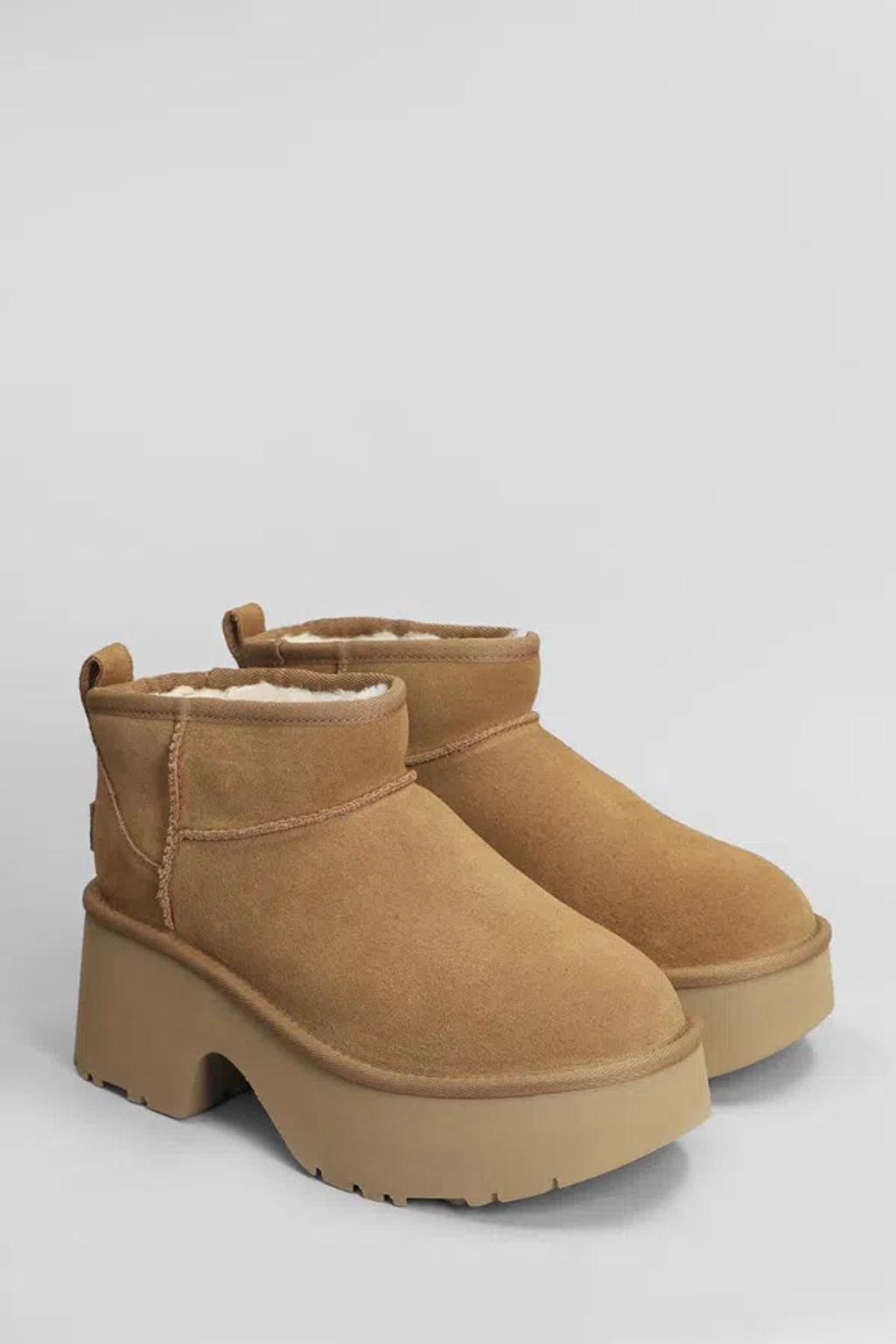 UGG Classic Ultra Mini New Heights Ankle Boots Beige Product Image