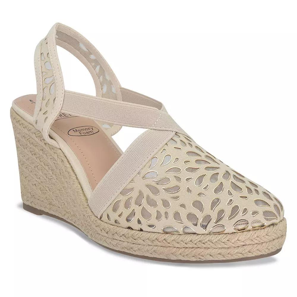 Impo® Tuccia Women's Memory Foam Laser Platform Wedge Stretch Sandals, Size: 7, Ivory Product Image