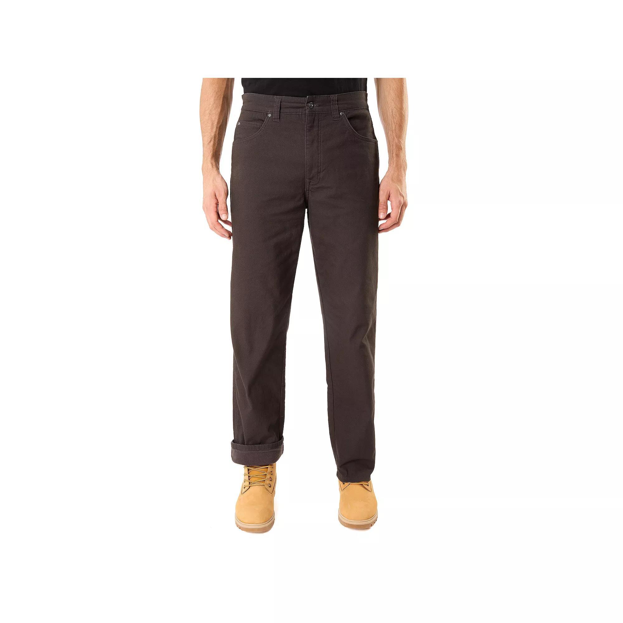 Men's Smith's Workwear Stretch Fleece-Lined Canvas 5-Pocket Pants, Size: 42X30, Green Product Image