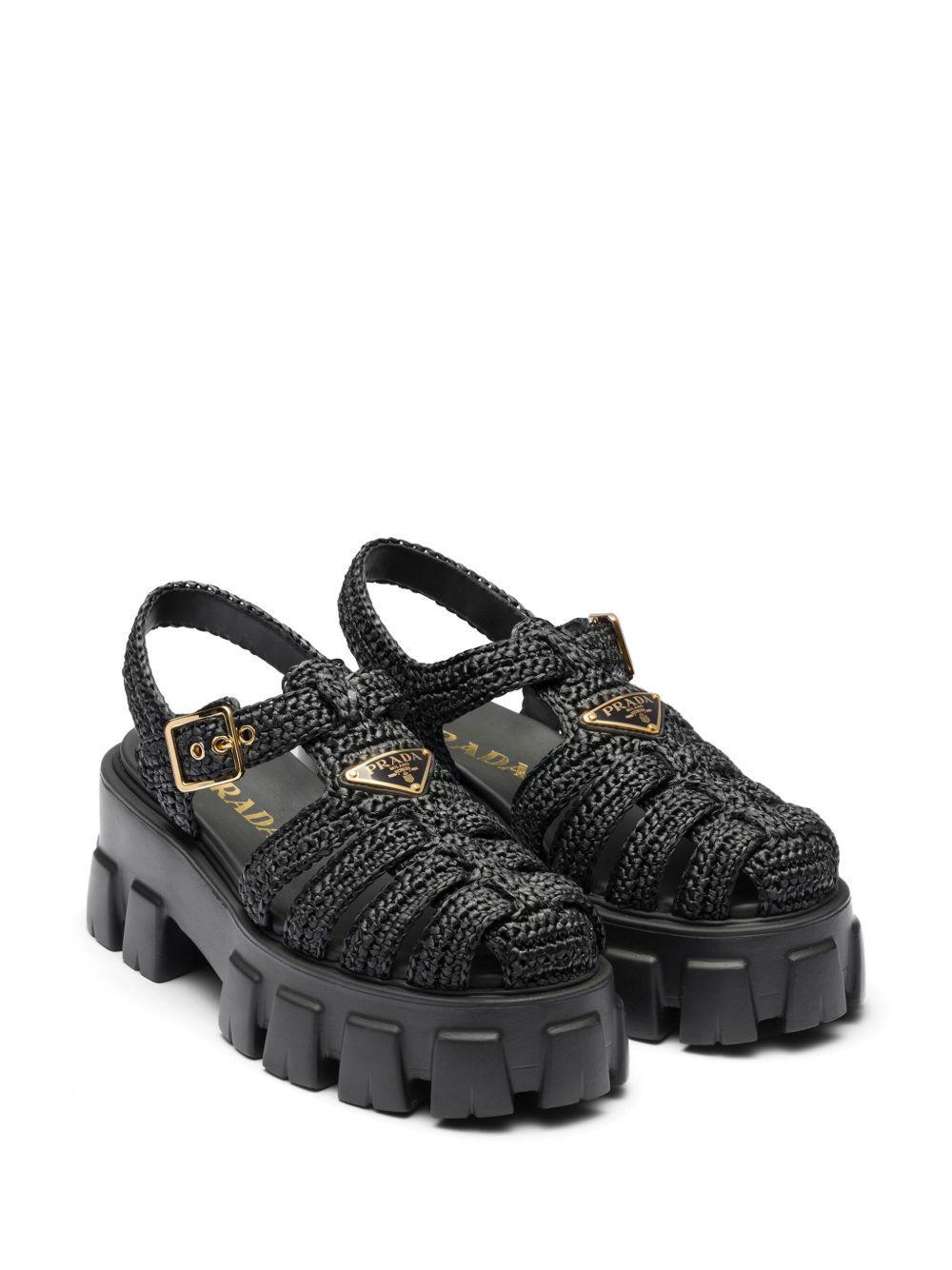 caged flatform raffia sandals Product Image