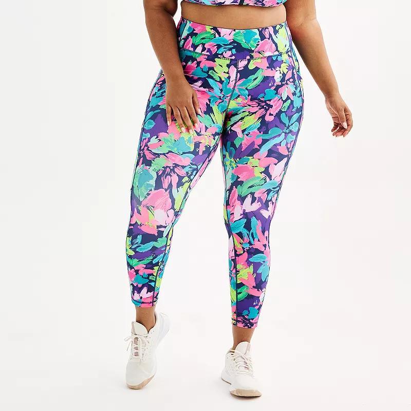 Plus Size Tek Gear® Ultrastretch High-Waisted Side Pocket 7/8 Leggings, Women's, Size: 3XL, Medium Blue Paint Product Image