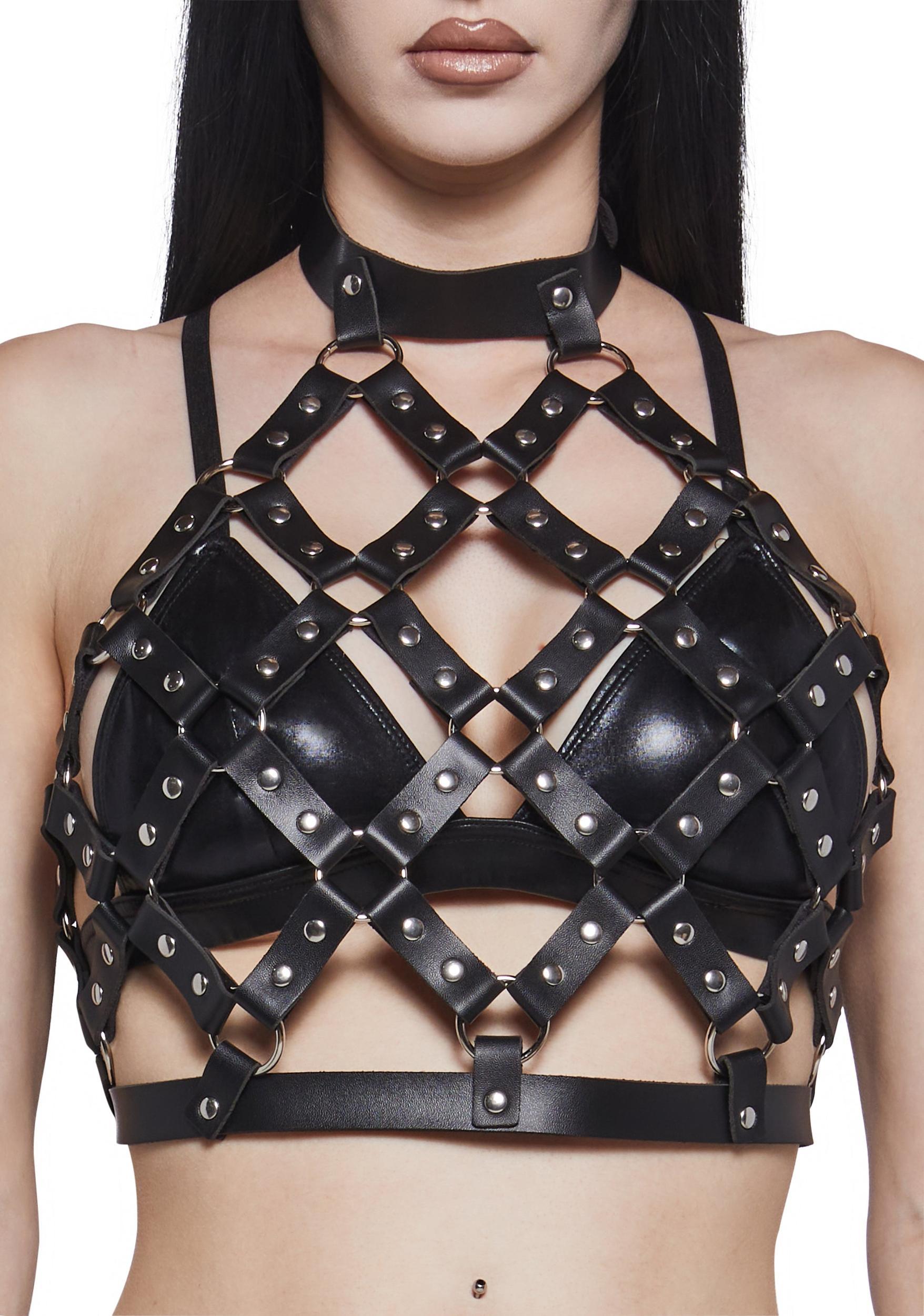 Womens Chest Criss Cross Harness Widow - Black Product Image