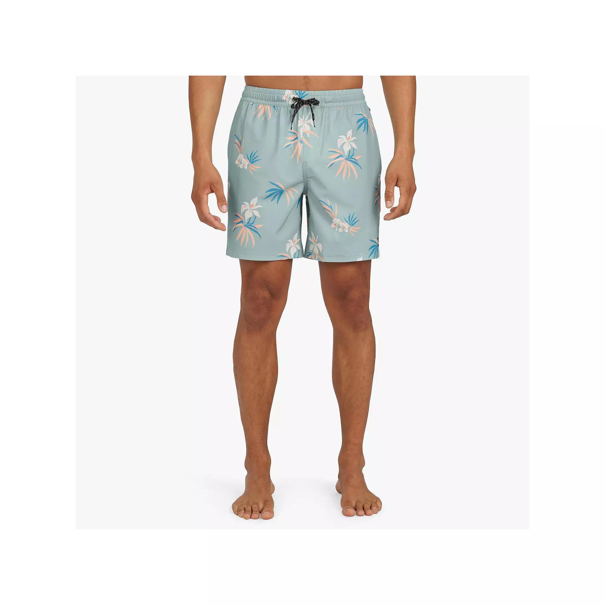 Men's Quiksilver 6.5" Floral Swim Trunks, Size: Large, Jade Grey Product Image