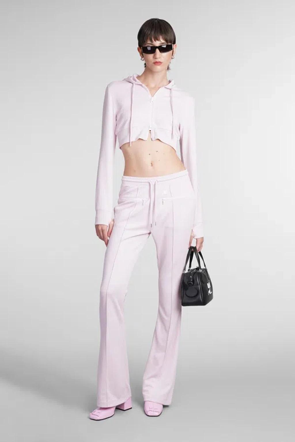 COURRÈGES Cropped Hooded Track Jacket In Pink Product Image