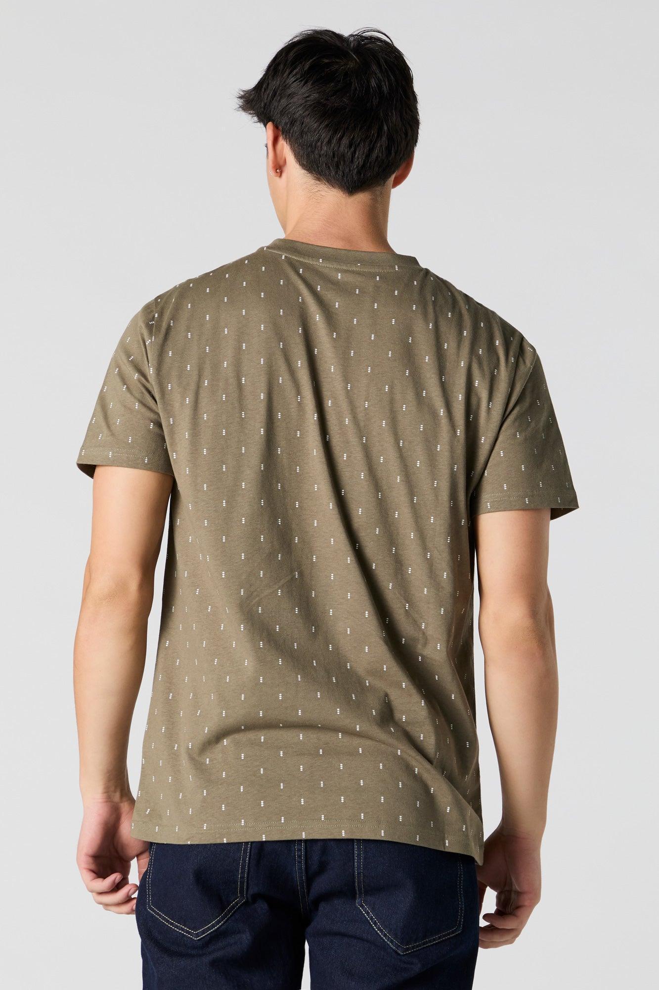 Ditsy Print Henley T-Shirt Male Product Image