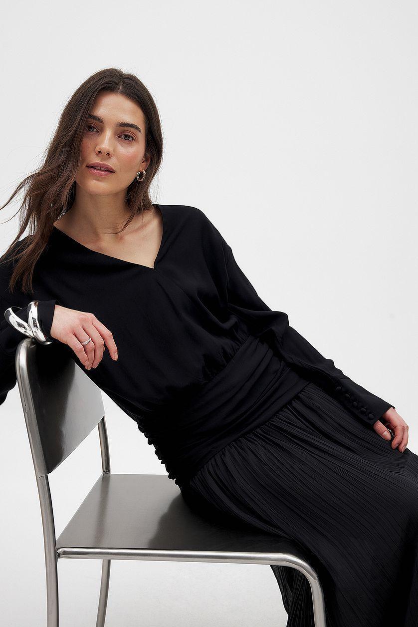 V-neck Combined Fabric Dress Product Image