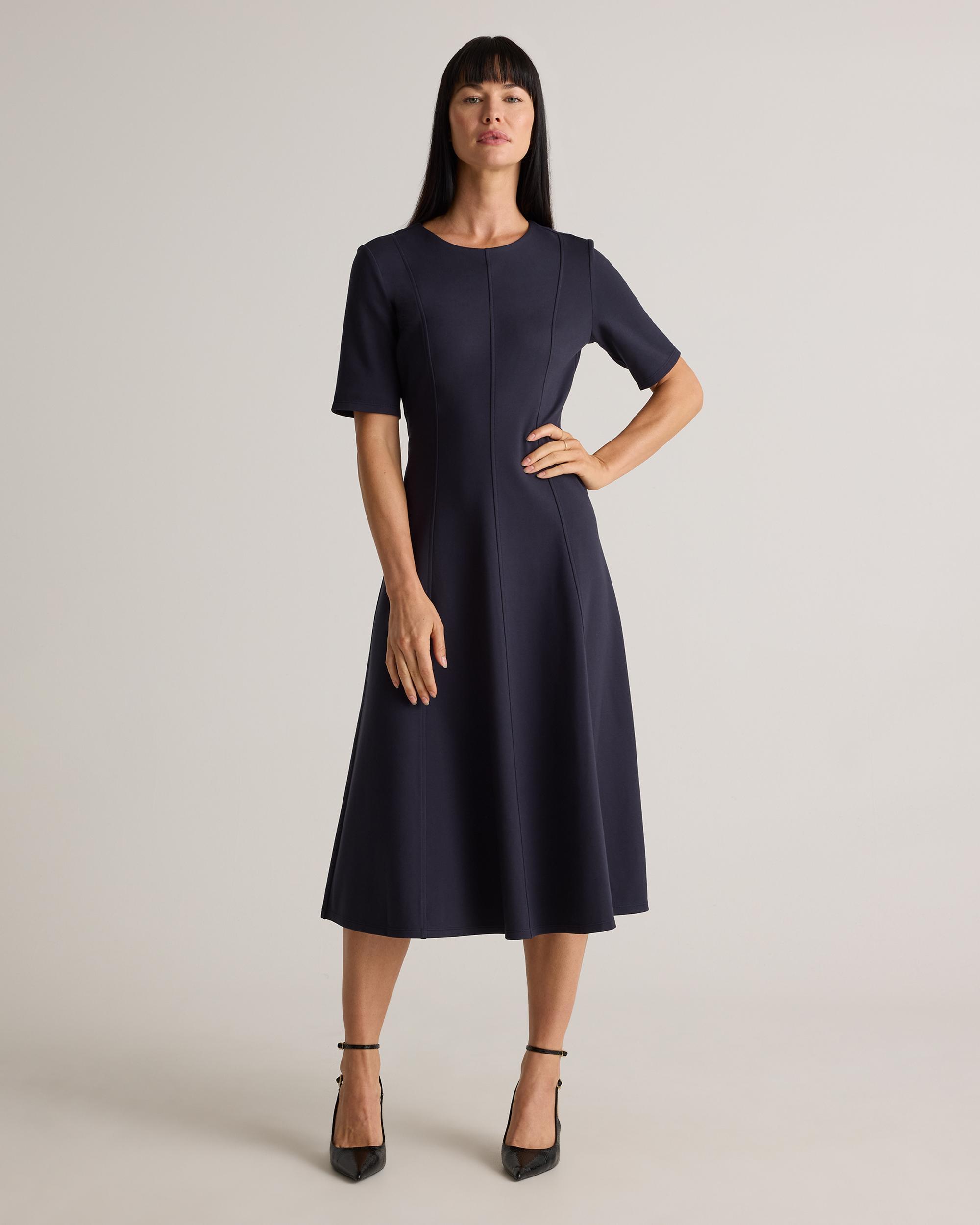 Quince | Women's Ultra-Stretch Ponte Short Sleeve Midi Dress Rayon Product Image