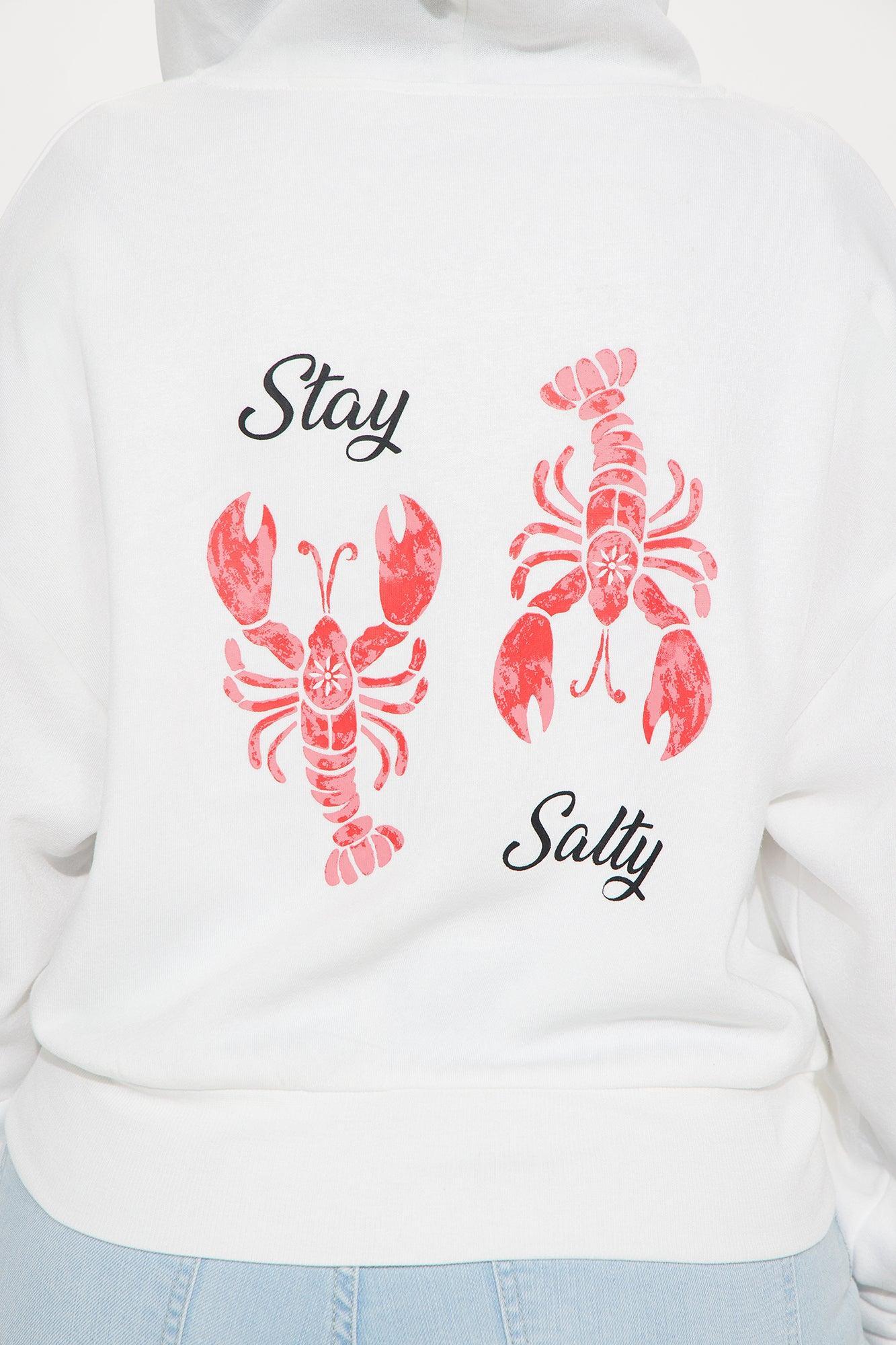 Stay Salty Zip Up Hoodie - Cream Female Product Image
