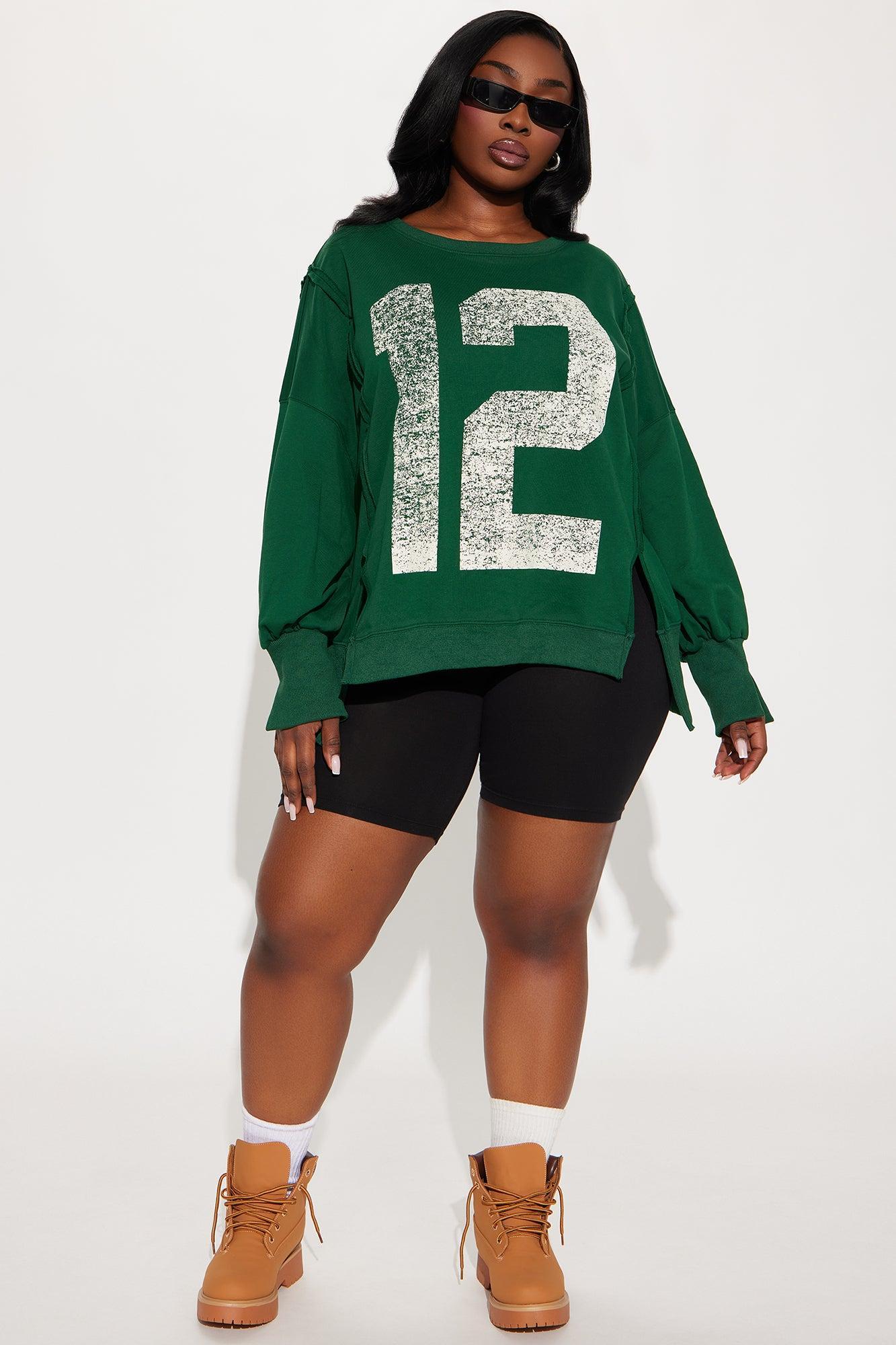 Sideline Babe Oversized Sweatshirt - Hunter Green Product Image