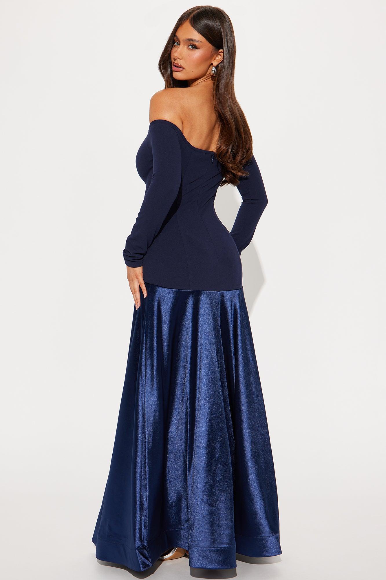 Olivia Contrast Maxi Dress - Navy Product Image