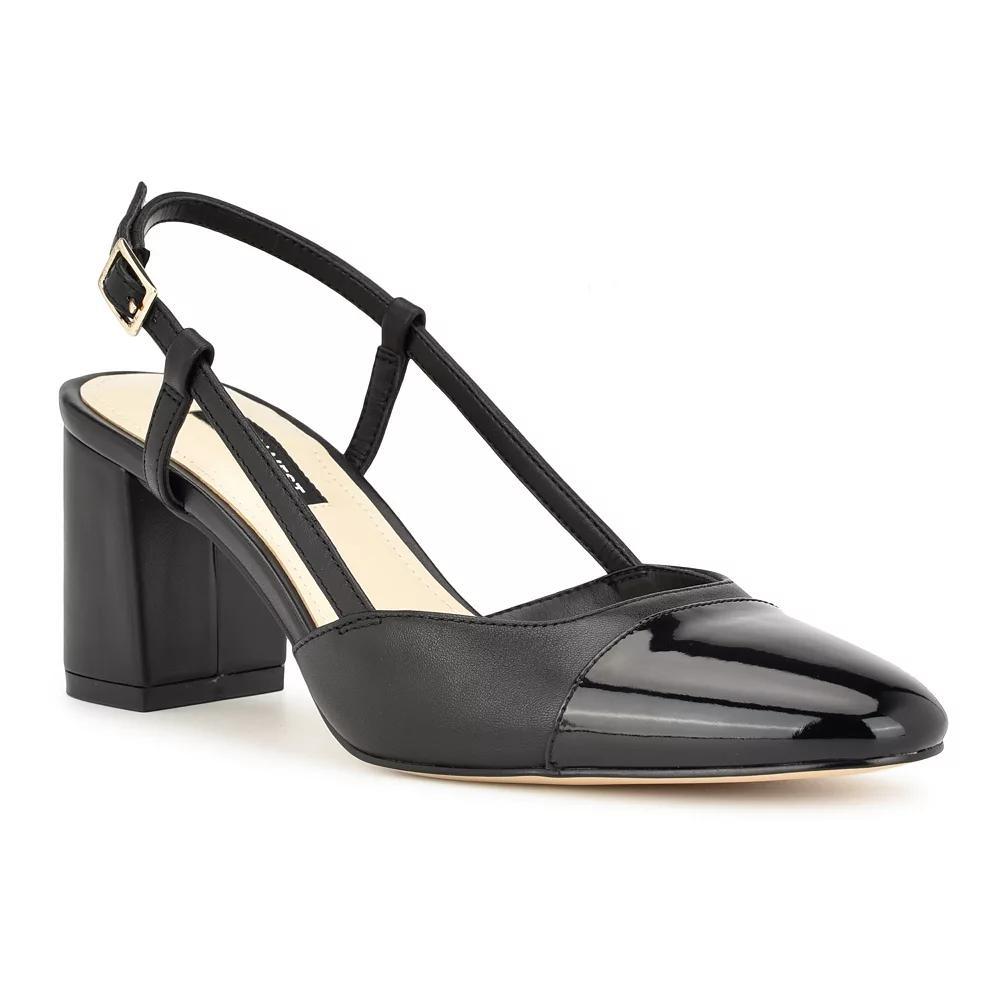 Nine West Unda Women's Block Heel Slingback Dress Pumps, Size: 9.5, Black Leather Team Product Image