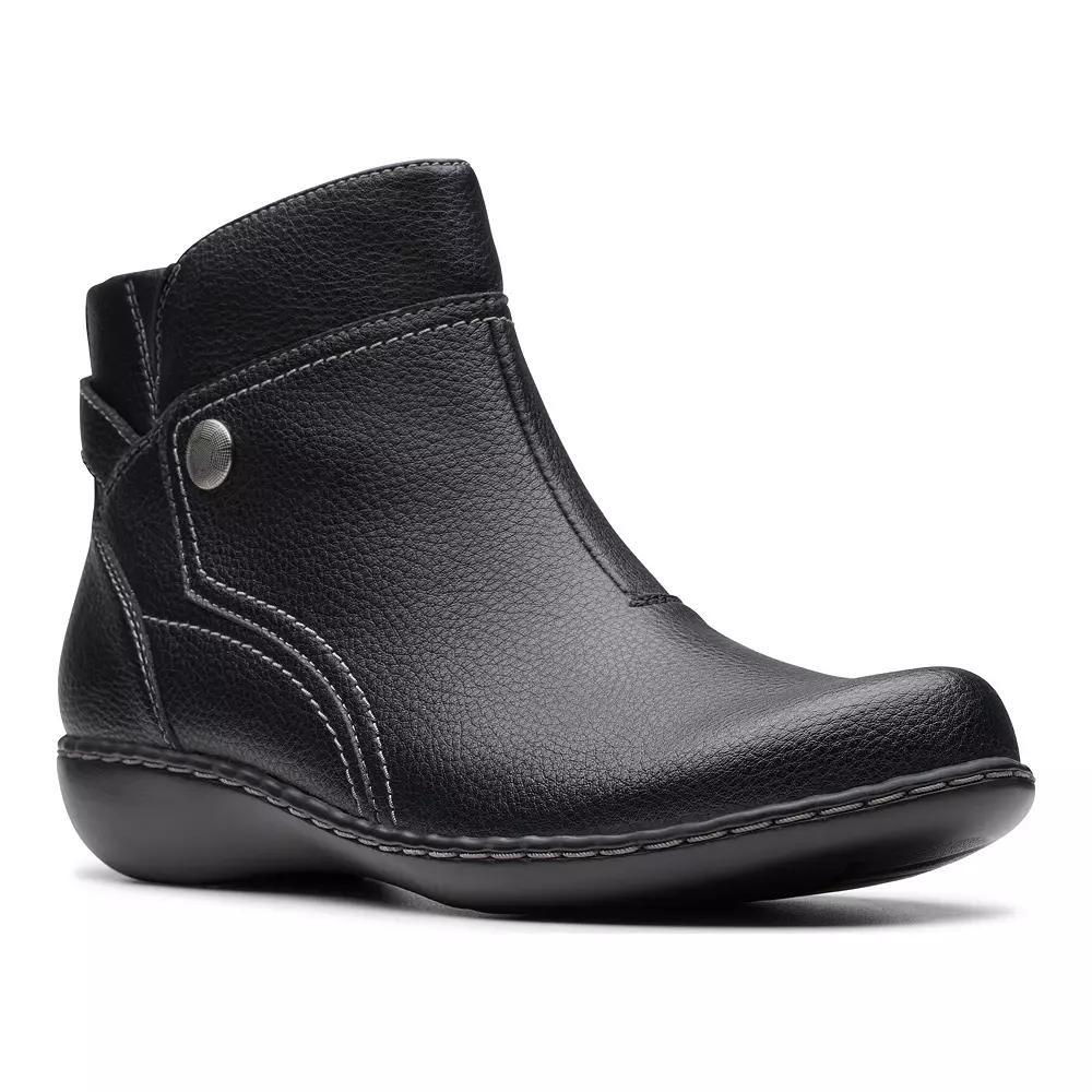 Clarks® Ashland Mabel Women's Leather Ankle Boots, Size: 8.5, Black Tumbled Product Image