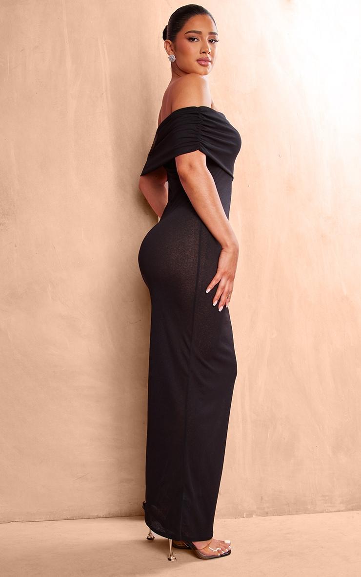 Shape Black Sheer Mesh Bardot Sleeveless Maxi Dress Product Image