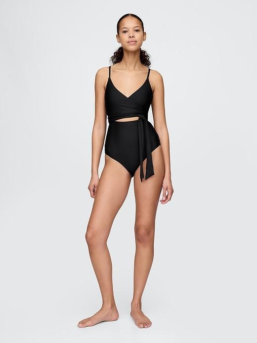 Tie-Knot Cutout Wrap One-Piece Swimsuit Product Image