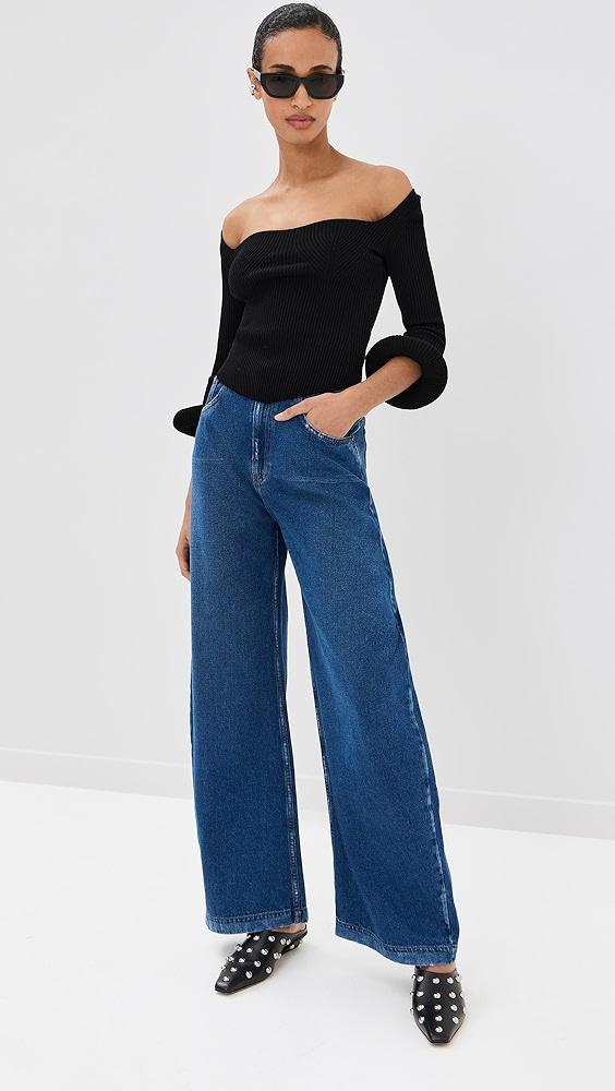 A.W.A.K.E. MODE Knit Top With Square Decollete & Doughnut Sleeves | Shopbop Product Image