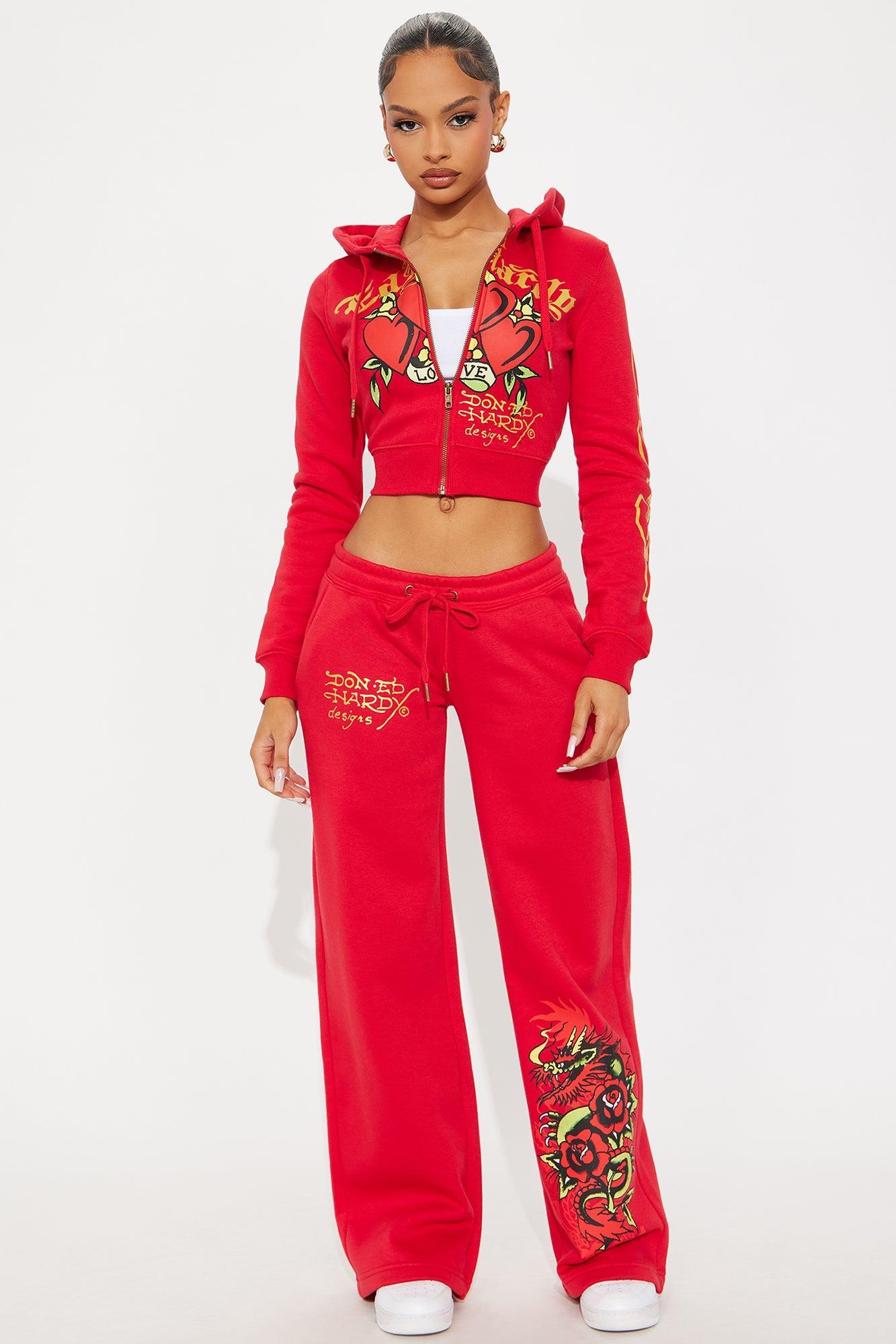 Ed Hardy Dragon Heart Front Zip Hoodie - Red Product Image
