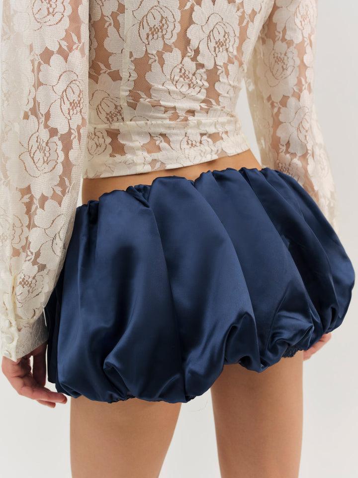 Lena Bubble Mini Skirt — Blue Product Image