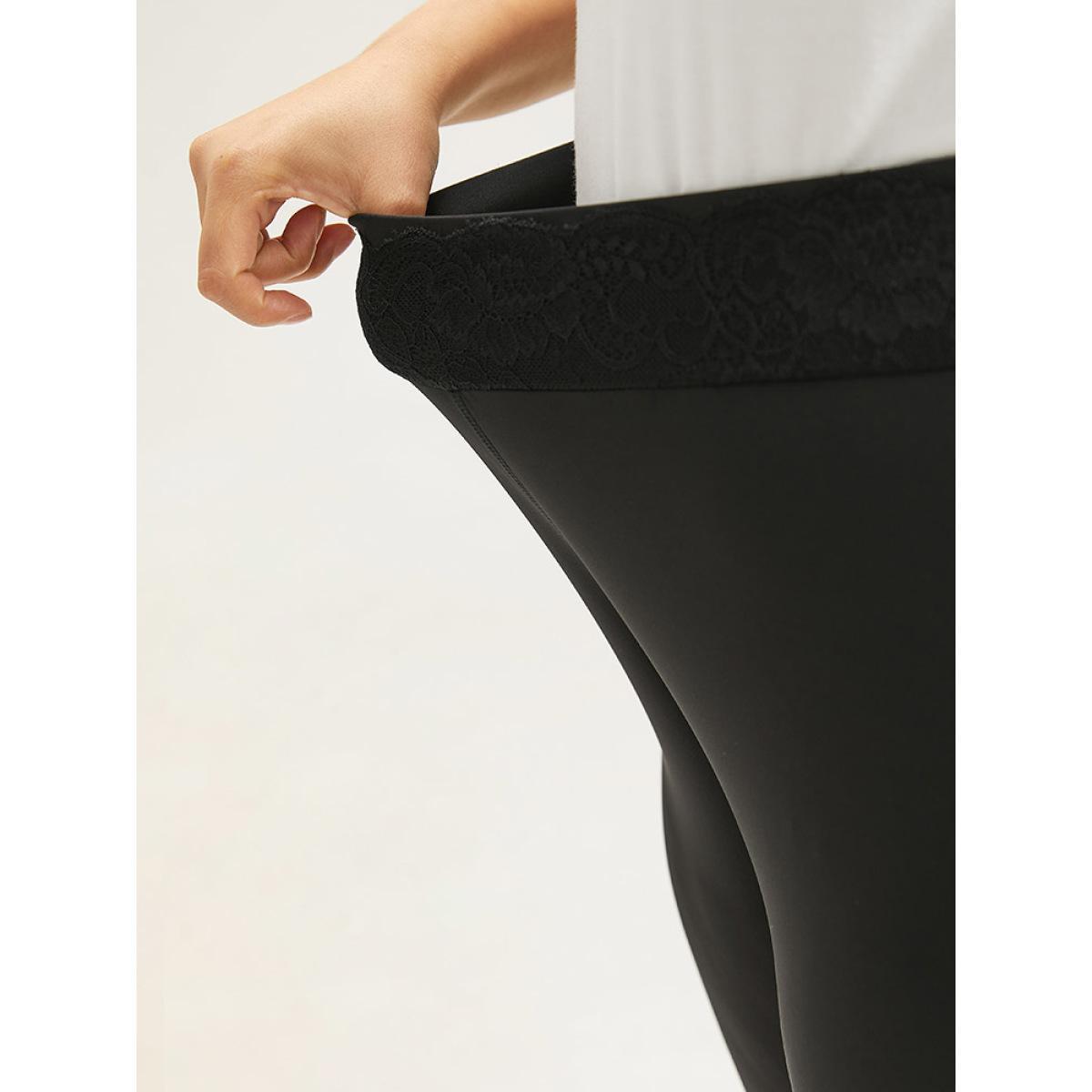 Plus Size High Rise Crochet Lace Skinny Leggings Women Black Elegant High stretch Skinny High Rise Dailywear Leggings BloomChic 22-24/3X Product Image