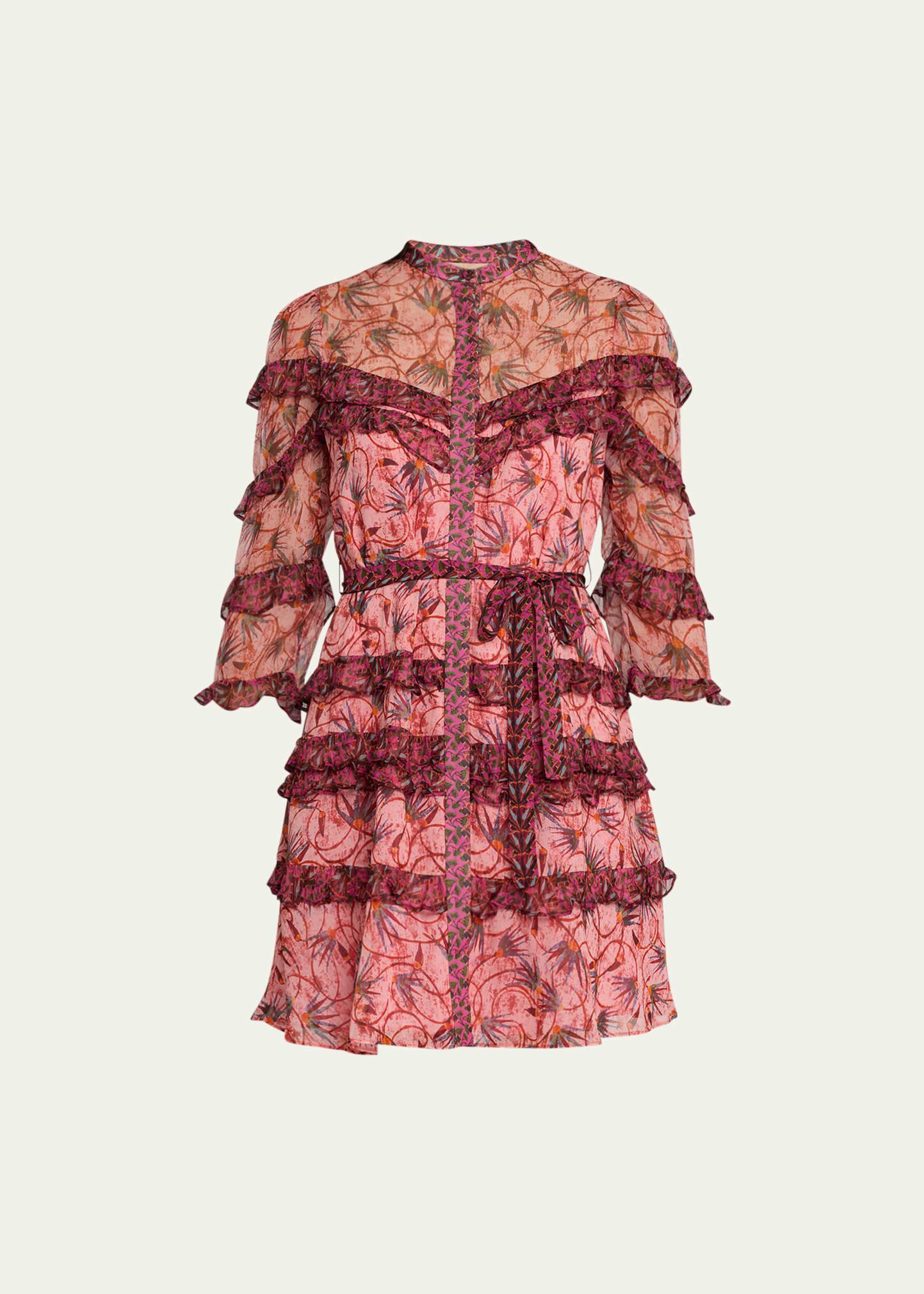 Womens Tasha Silk Floral Ruffled Minidress Product Image