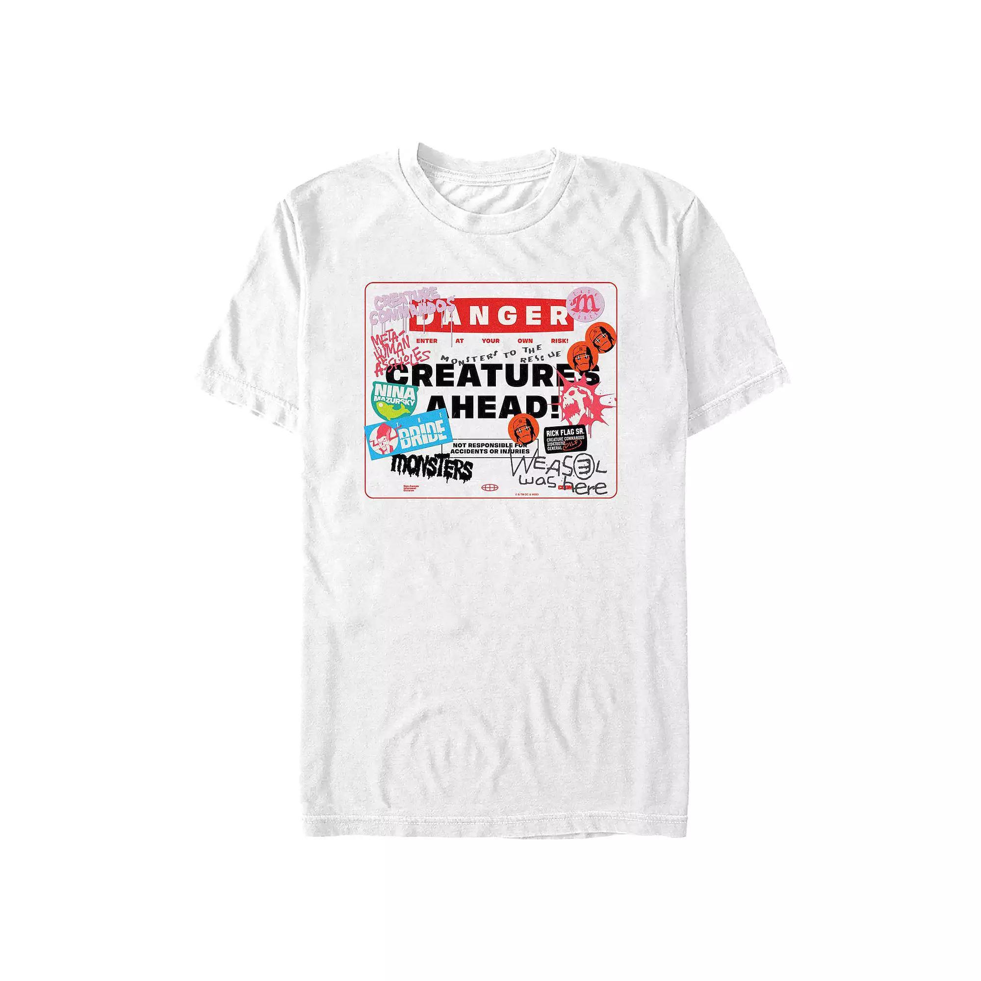 Men's Creature Commandos Danger Creatures Ahead Graphic Tee, Size: XL, White Product Image